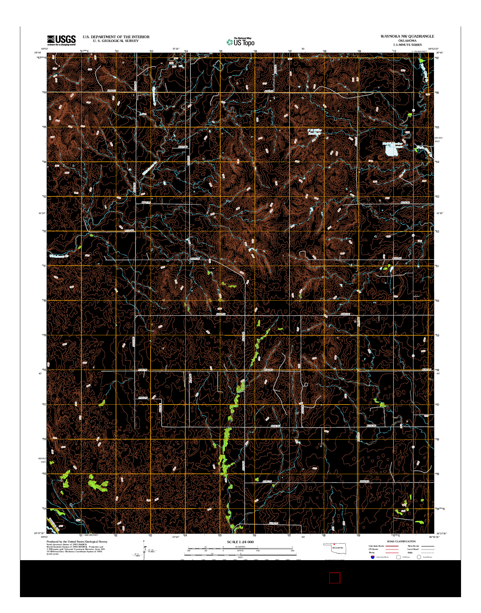 USGS US TOPO 7.5-MINUTE MAP FOR WAYNOKA NW, OK 2012