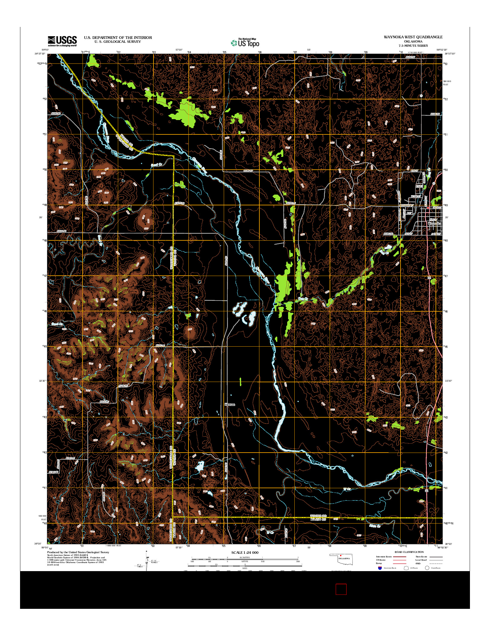 USGS US TOPO 7.5-MINUTE MAP FOR WAYNOKA WEST, OK 2012
