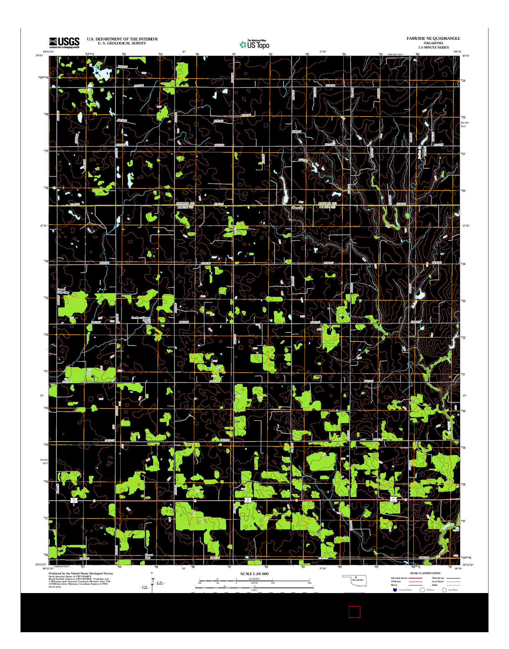 USGS US TOPO 7.5-MINUTE MAP FOR FAIRVIEW NE, OK 2012