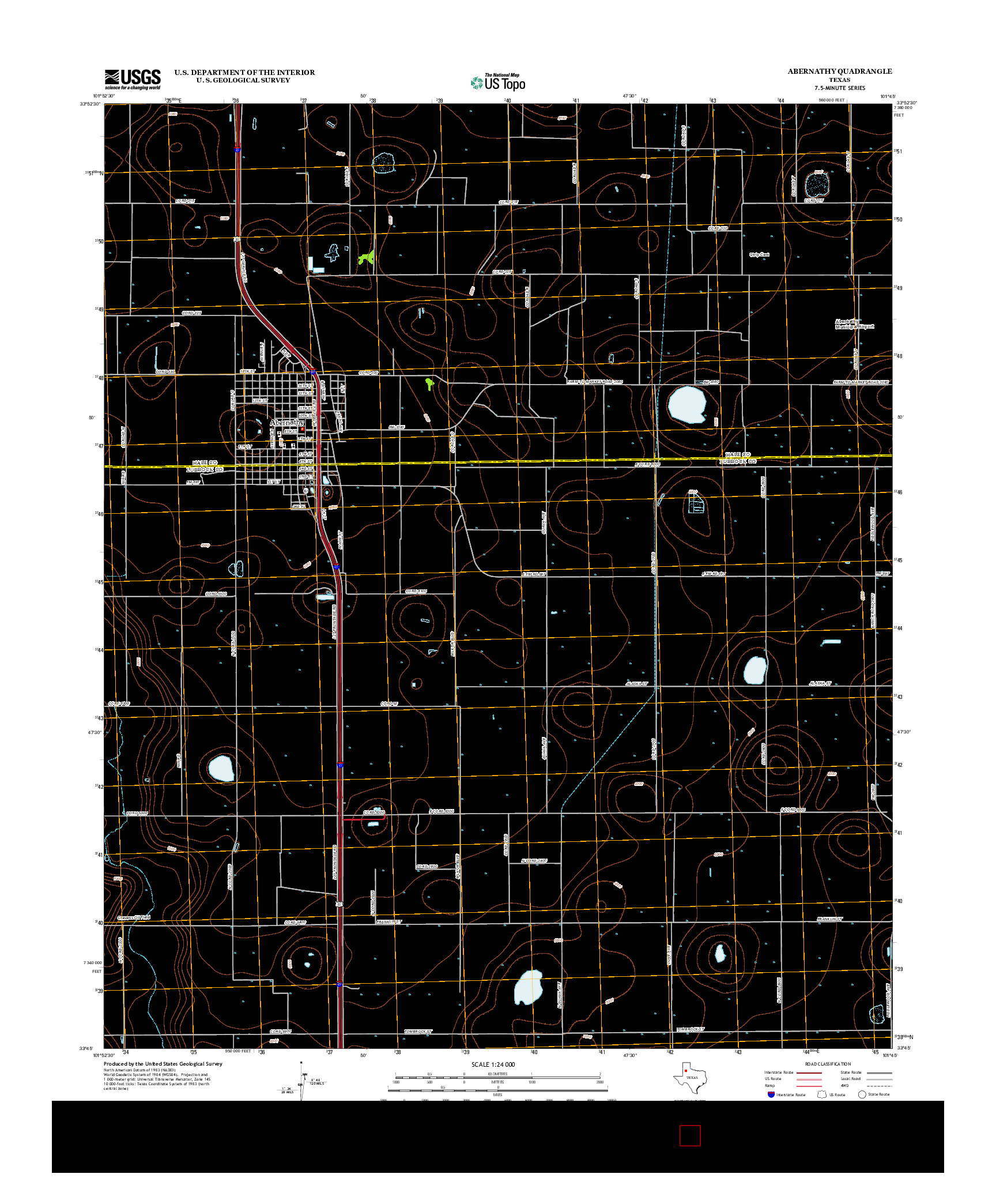 USGS US TOPO 7.5-MINUTE MAP FOR ABERNATHY, TX 2012