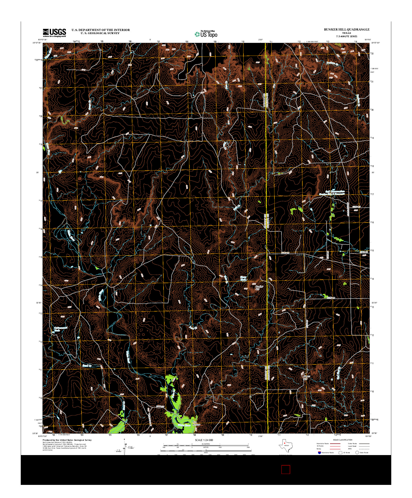 USGS US TOPO 7.5-MINUTE MAP FOR BUNKER HILL, TX 2012