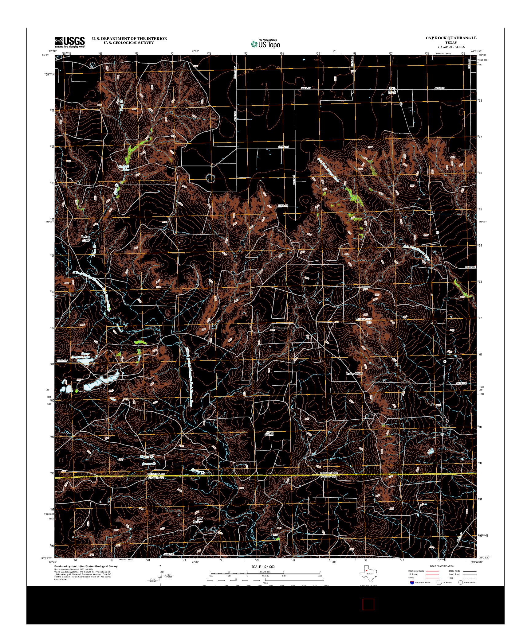 USGS US TOPO 7.5-MINUTE MAP FOR CAP ROCK, TX 2012