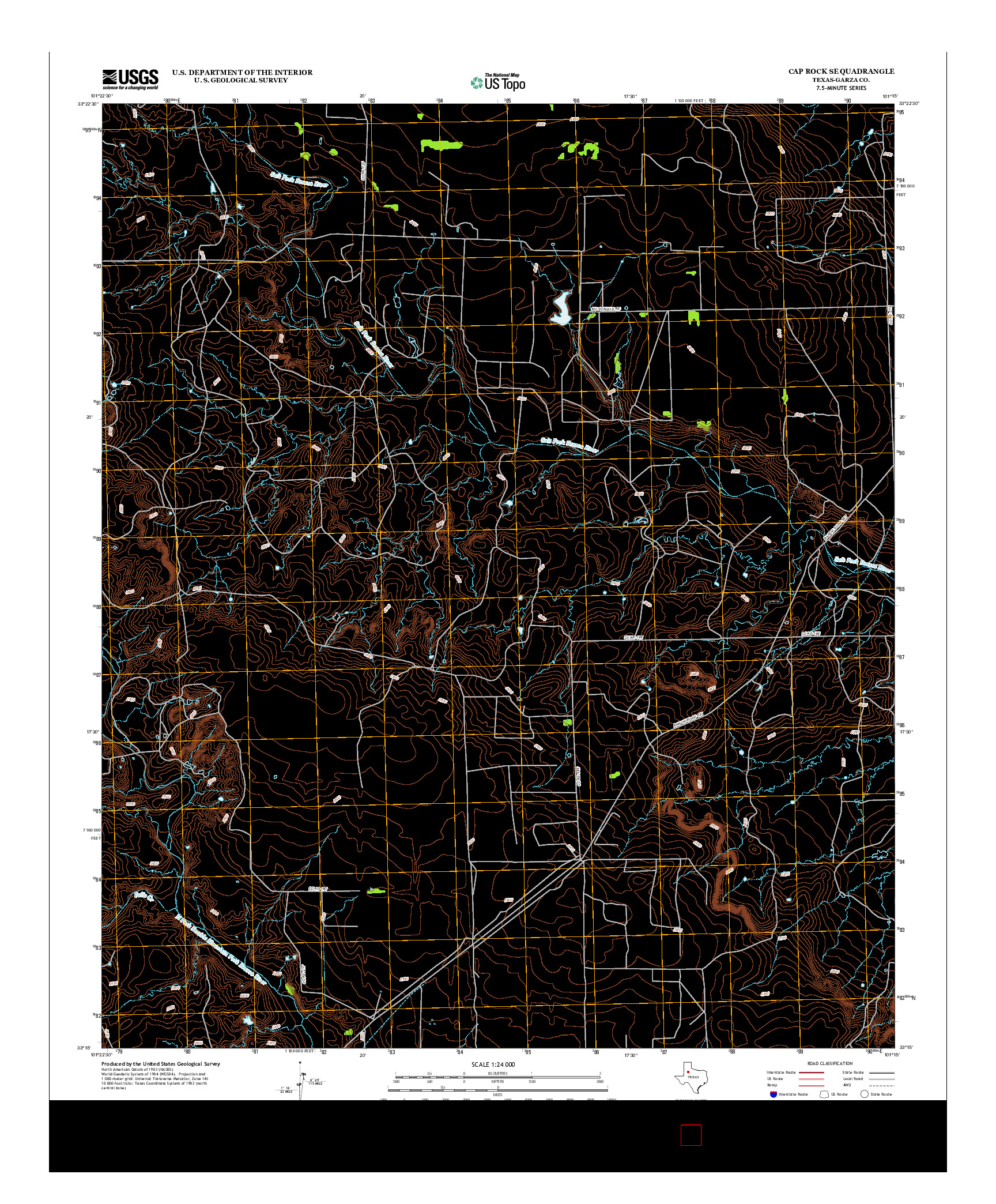 USGS US TOPO 7.5-MINUTE MAP FOR CAP ROCK SE, TX 2012