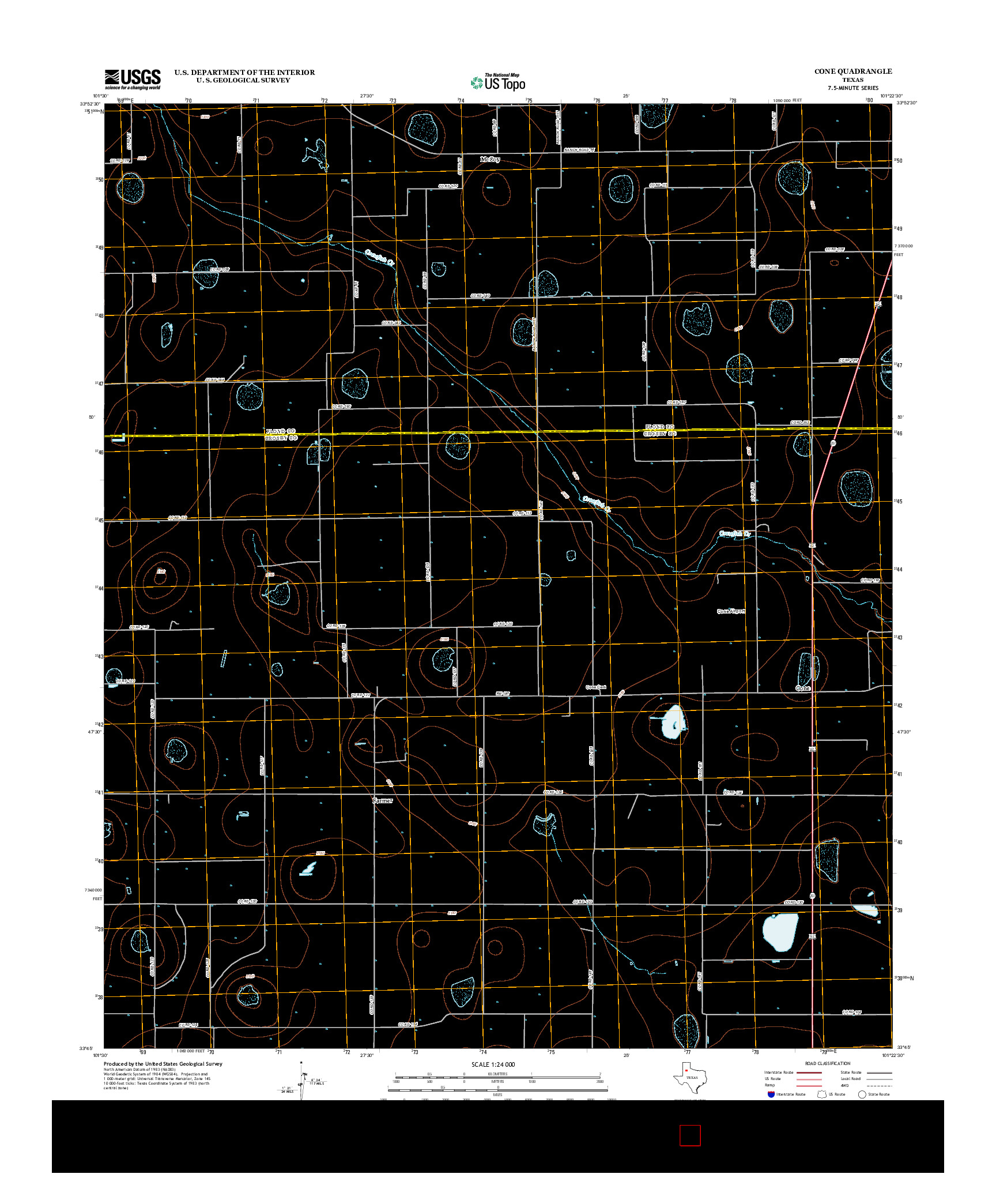 USGS US TOPO 7.5-MINUTE MAP FOR CONE, TX 2012