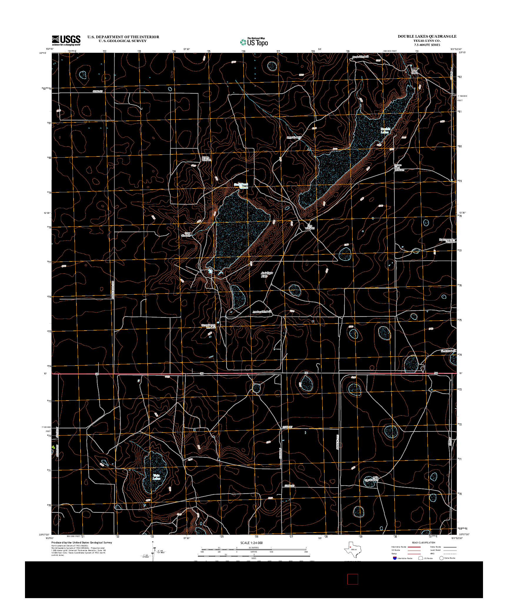 USGS US TOPO 7.5-MINUTE MAP FOR DOUBLE LAKES, TX 2012