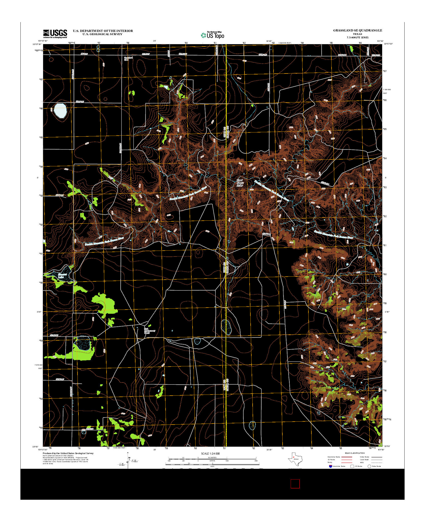 USGS US TOPO 7.5-MINUTE MAP FOR GRASSLAND SE, TX 2012