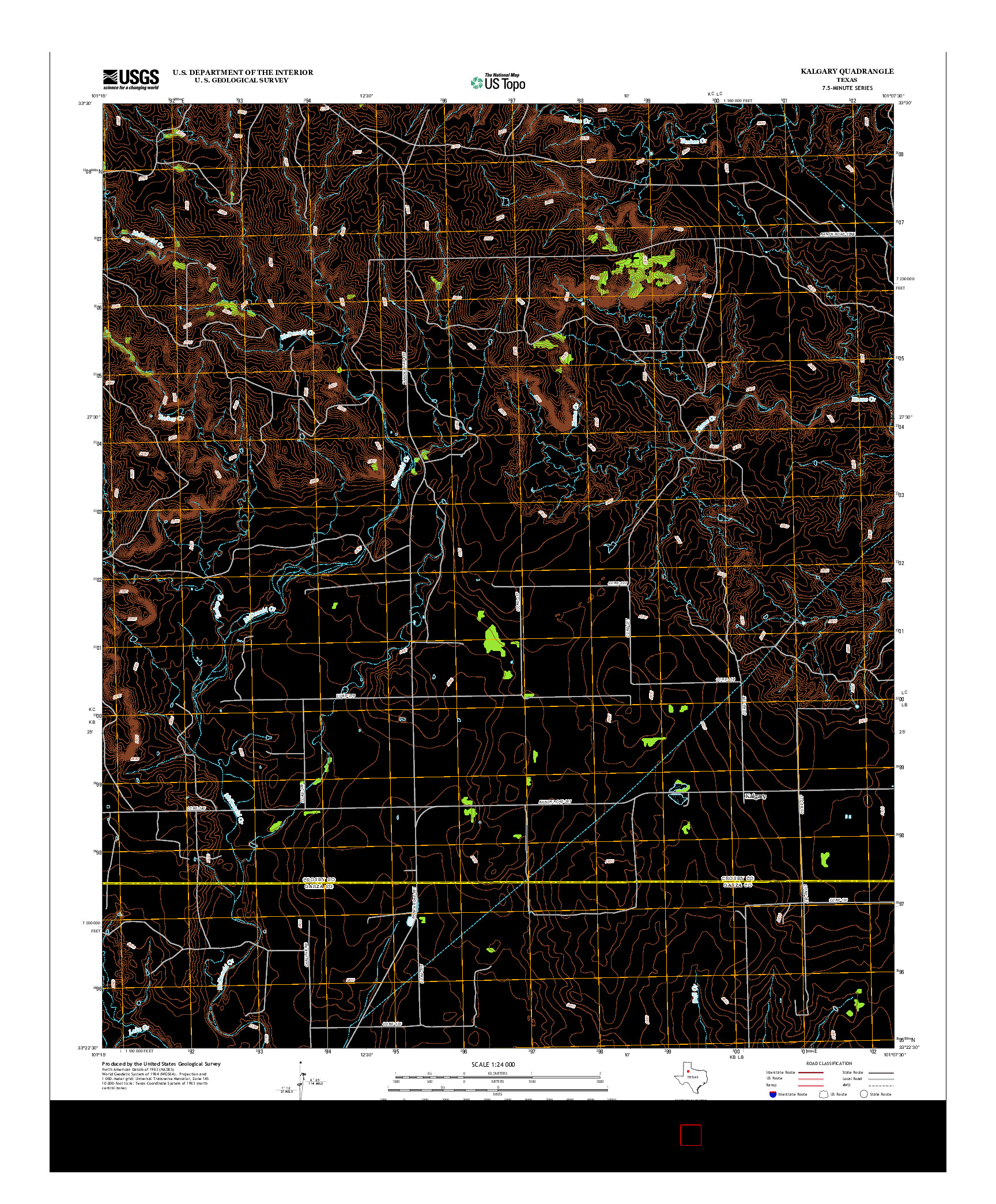 USGS US TOPO 7.5-MINUTE MAP FOR KALGARY, TX 2012