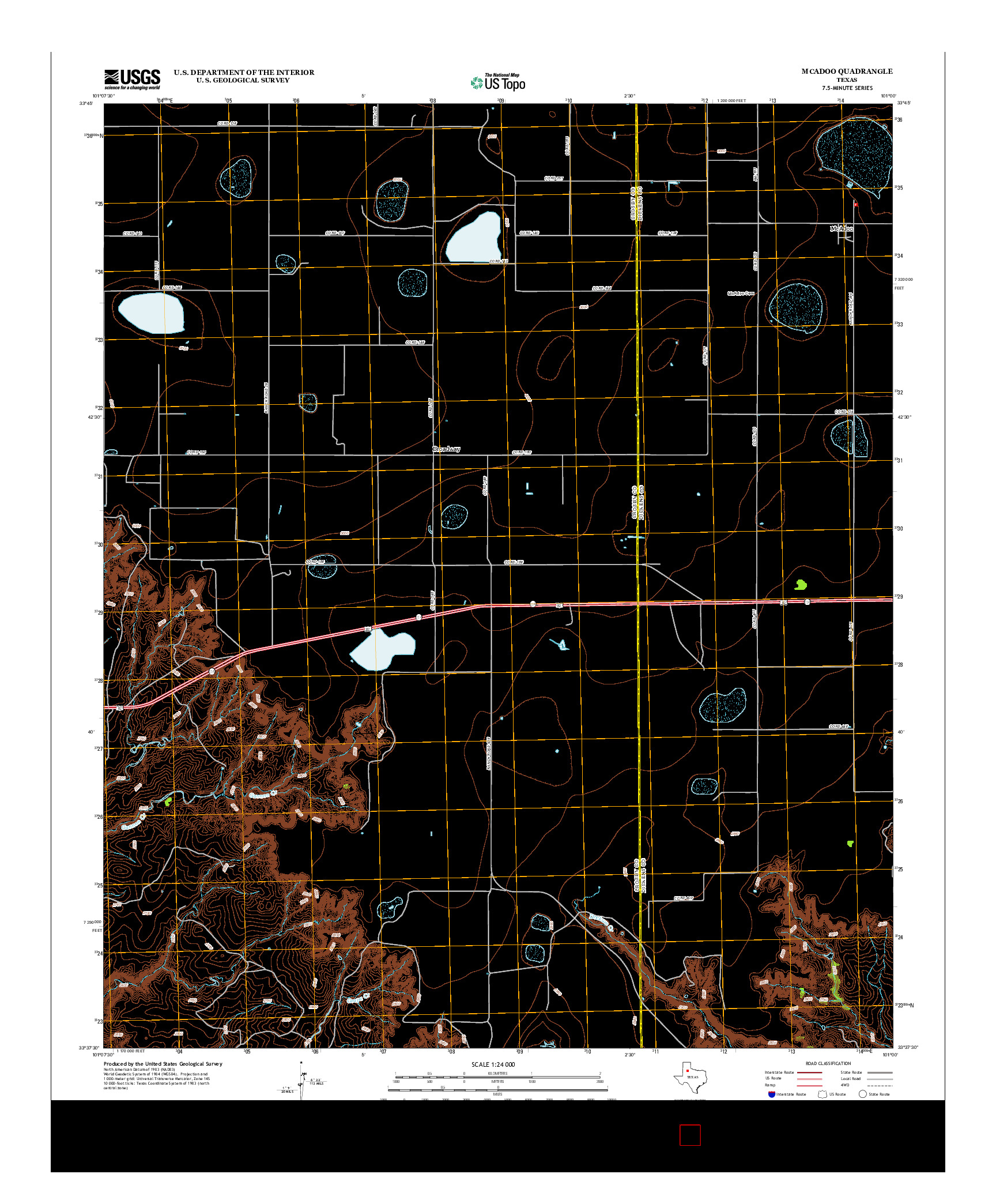 USGS US TOPO 7.5-MINUTE MAP FOR MCADOO, TX 2012