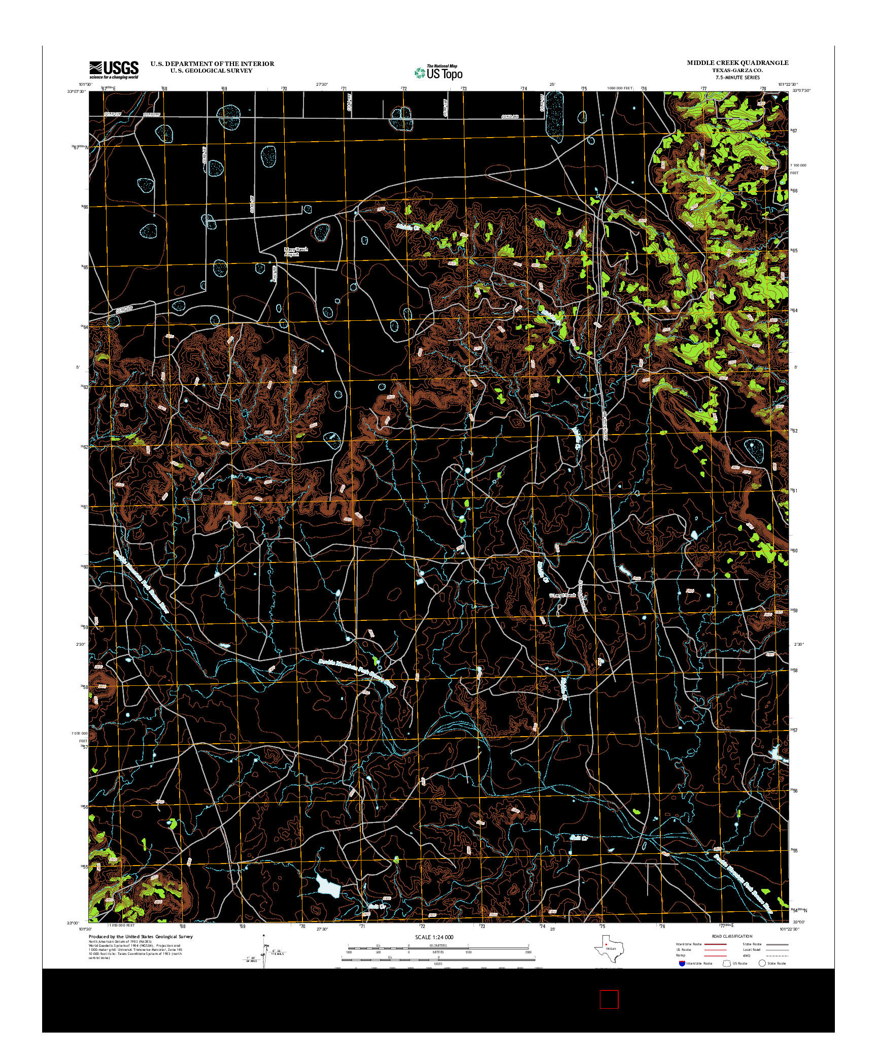 USGS US TOPO 7.5-MINUTE MAP FOR MIDDLE CREEK, TX 2012