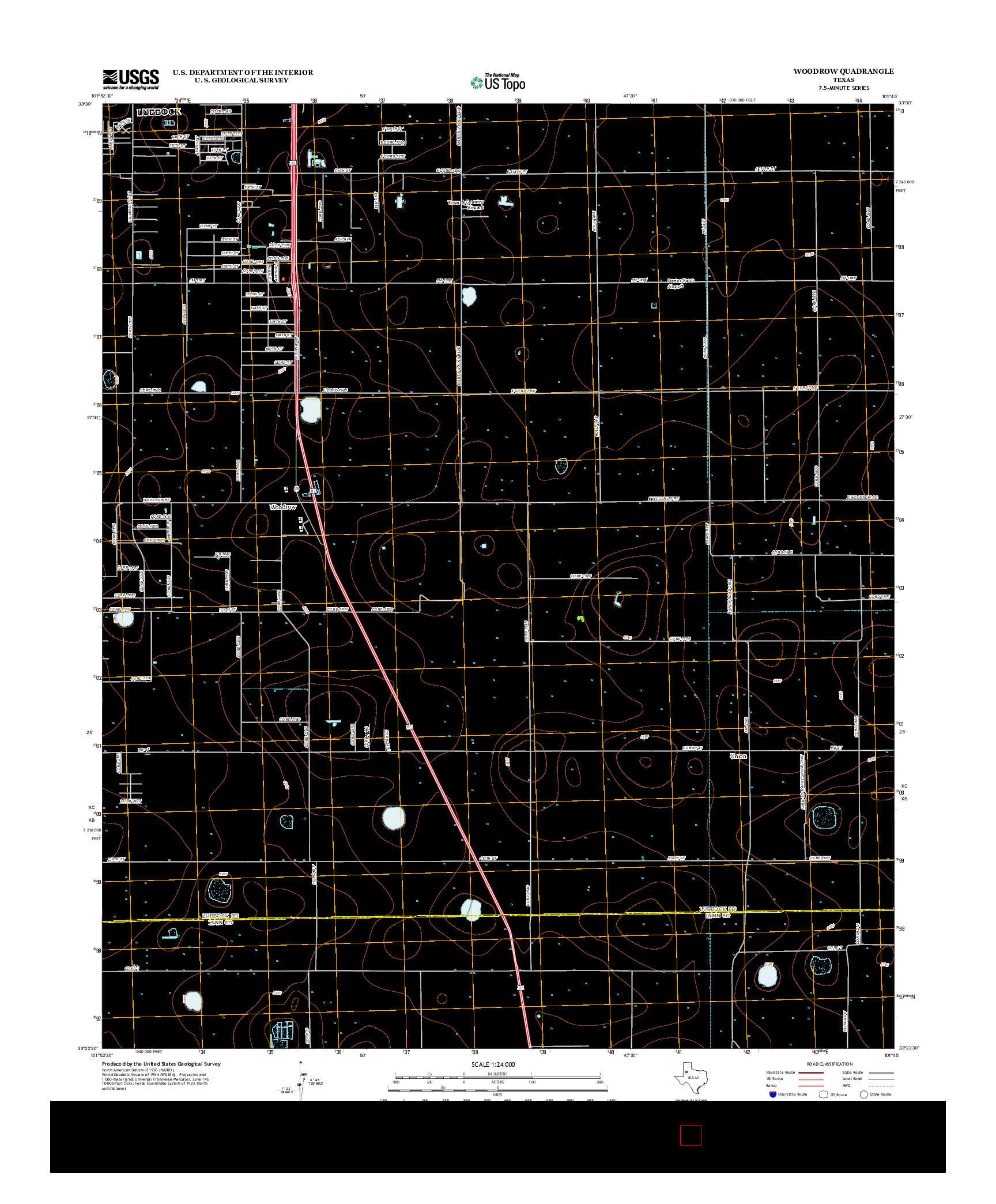 USGS US TOPO 7.5-MINUTE MAP FOR WOODROW, TX 2012
