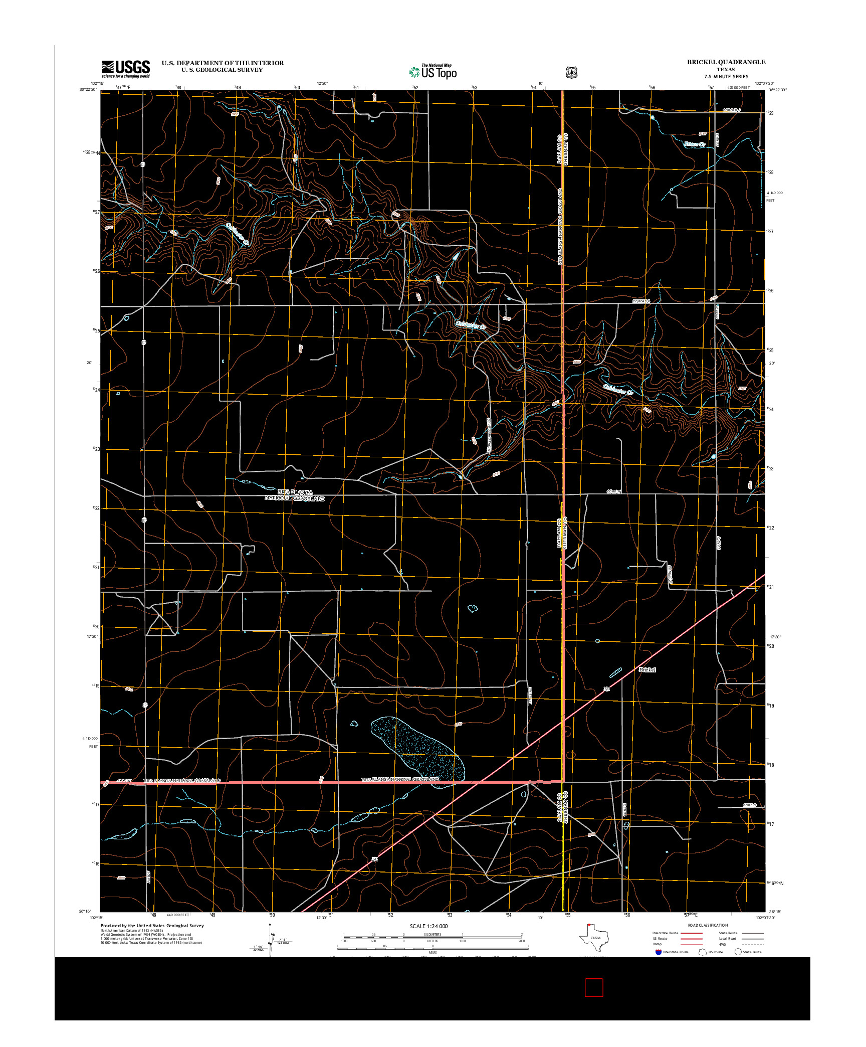 USGS US TOPO 7.5-MINUTE MAP FOR BRICKEL, TX 2012