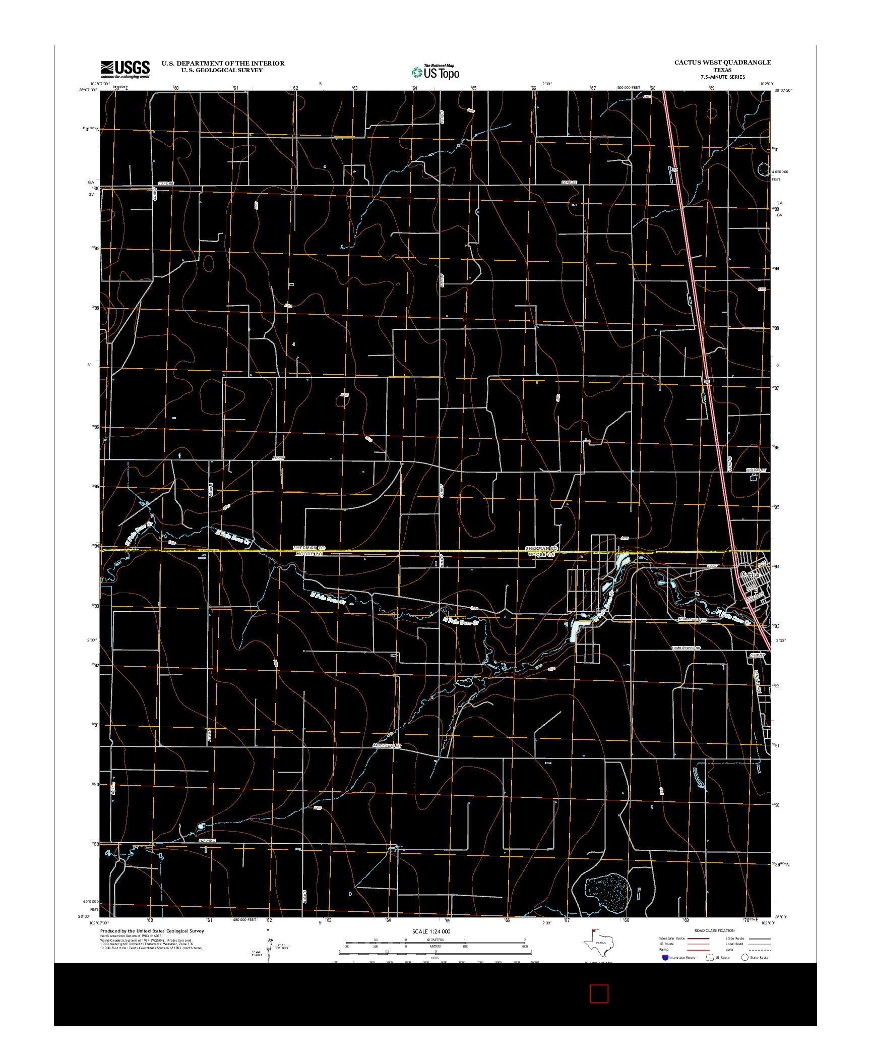 USGS US TOPO 7.5-MINUTE MAP FOR CACTUS WEST, TX 2012