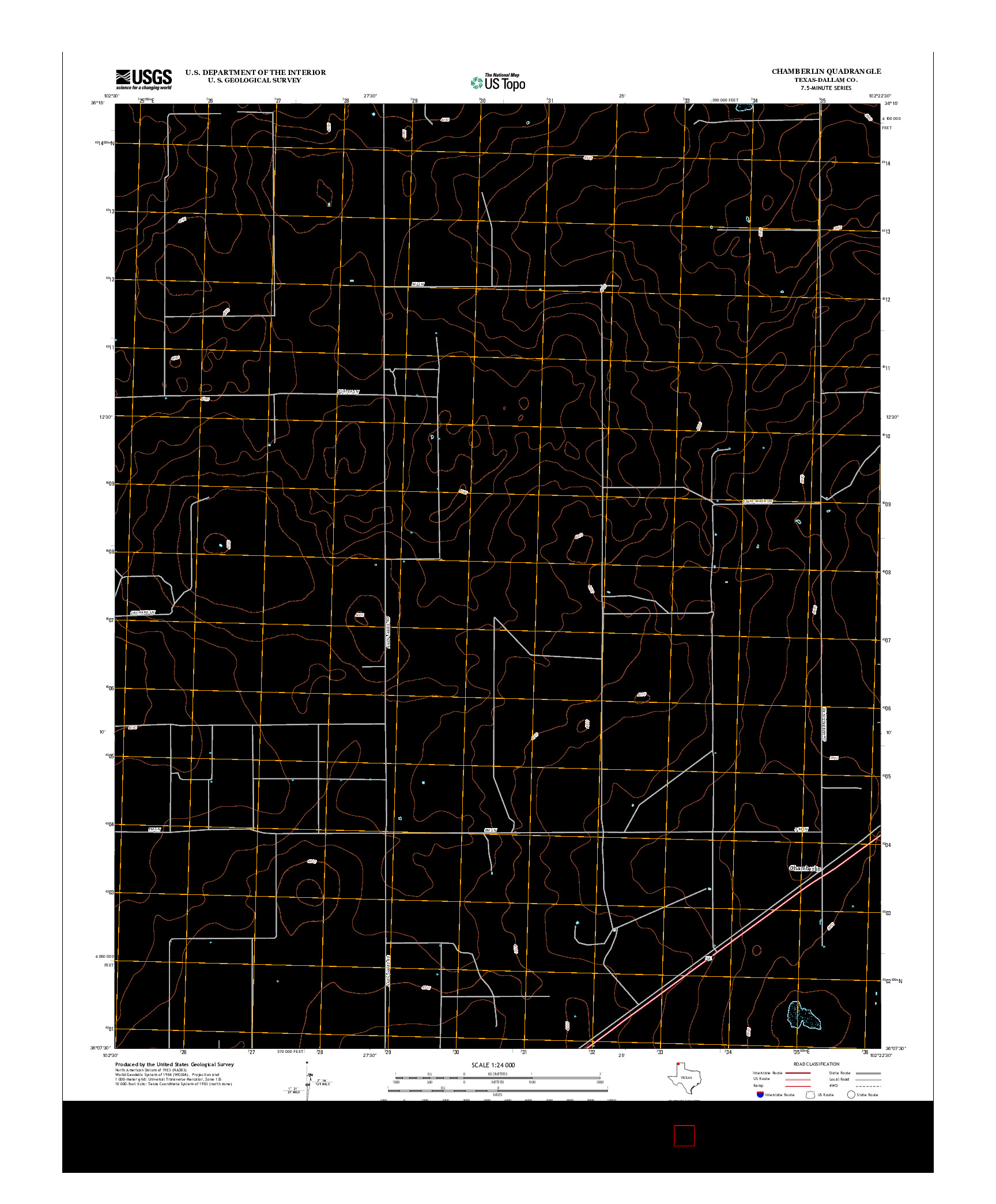 USGS US TOPO 7.5-MINUTE MAP FOR CHAMBERLIN, TX 2012