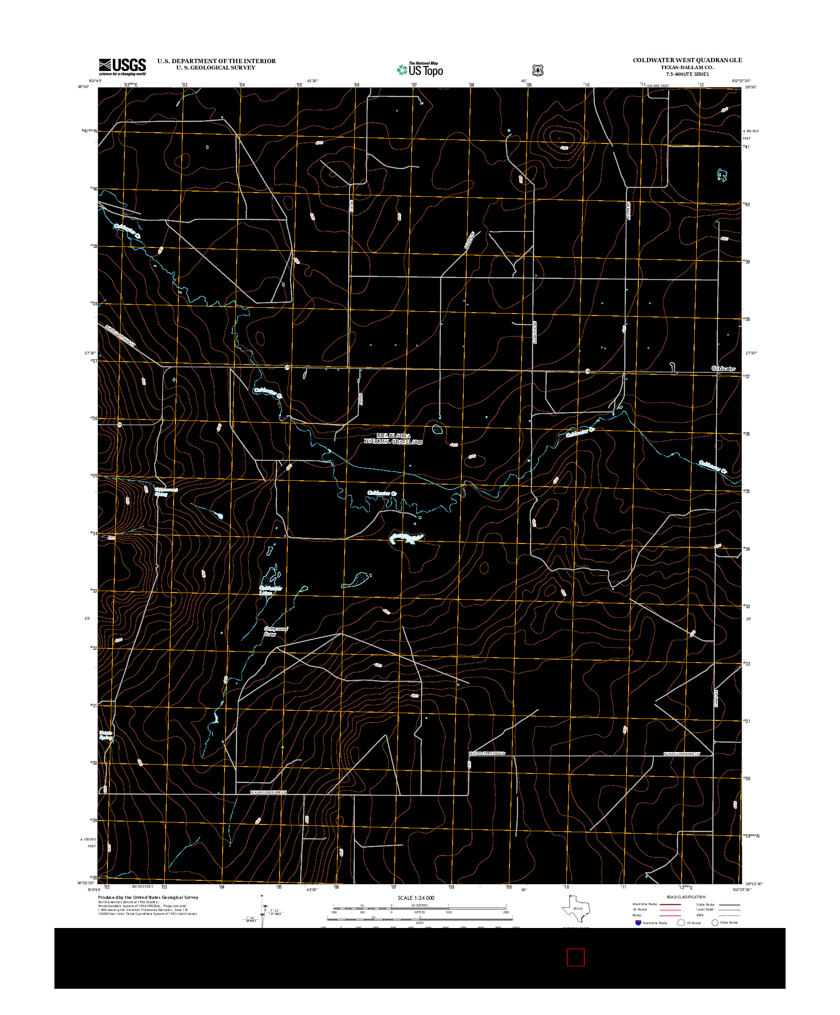 USGS US TOPO 7.5-MINUTE MAP FOR COLDWATER WEST, TX 2012
