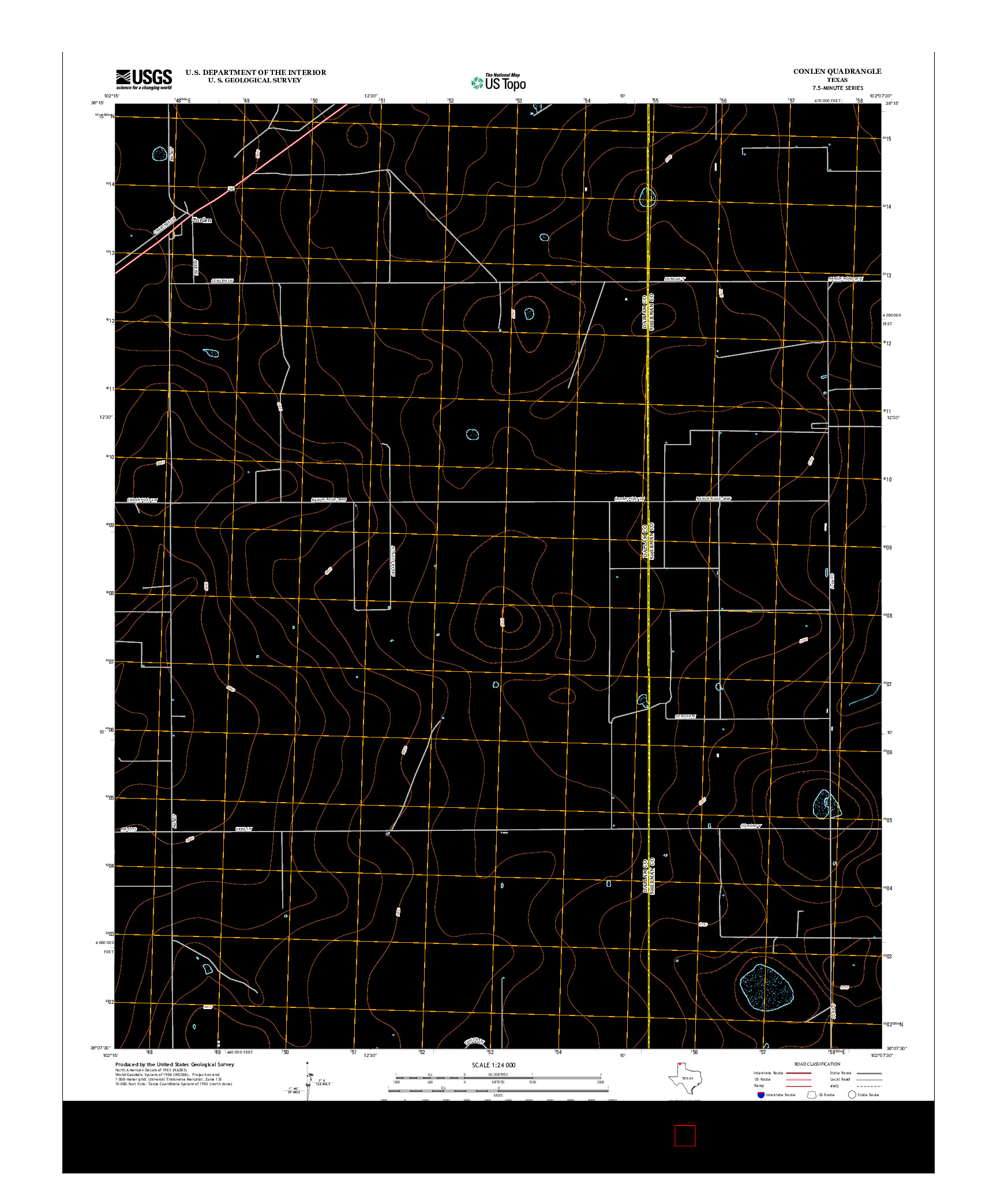 USGS US TOPO 7.5-MINUTE MAP FOR CONLEN, TX 2012