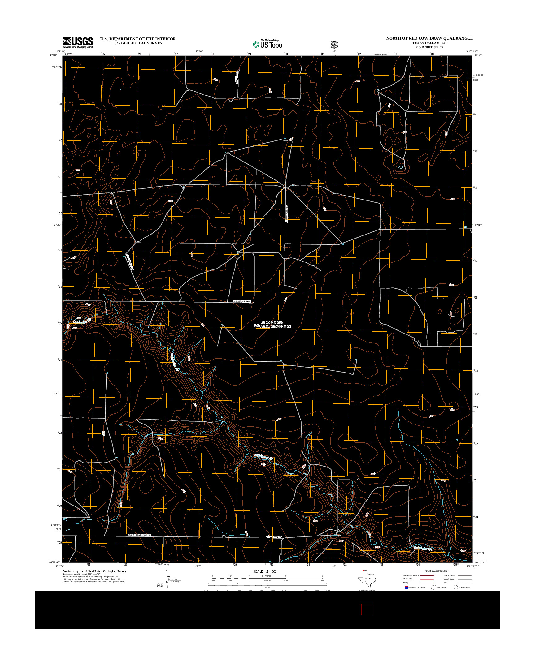 USGS US TOPO 7.5-MINUTE MAP FOR NORTH OF RED COW DRAW, TX 2012