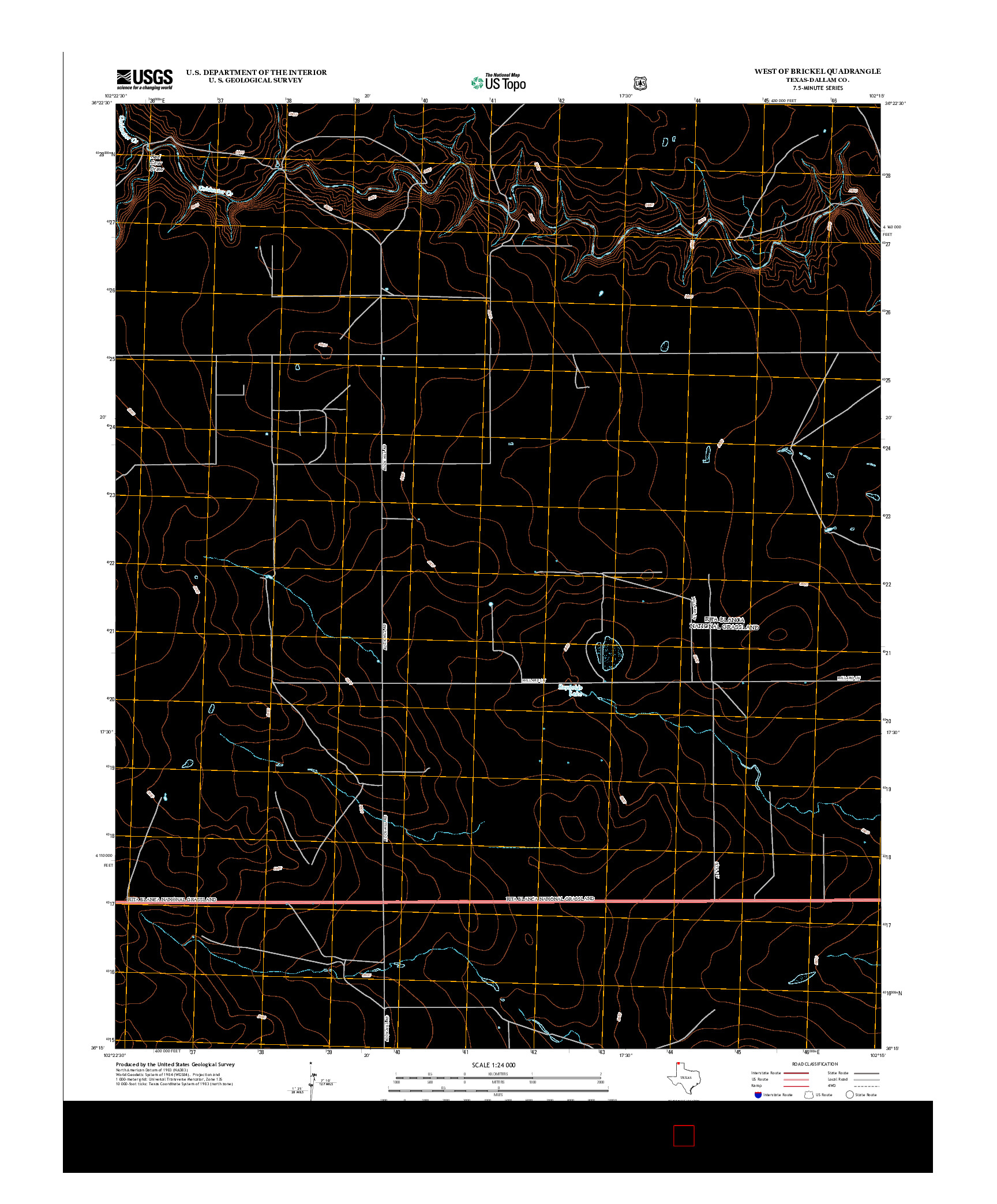 USGS US TOPO 7.5-MINUTE MAP FOR WEST OF BRICKEL, TX 2012