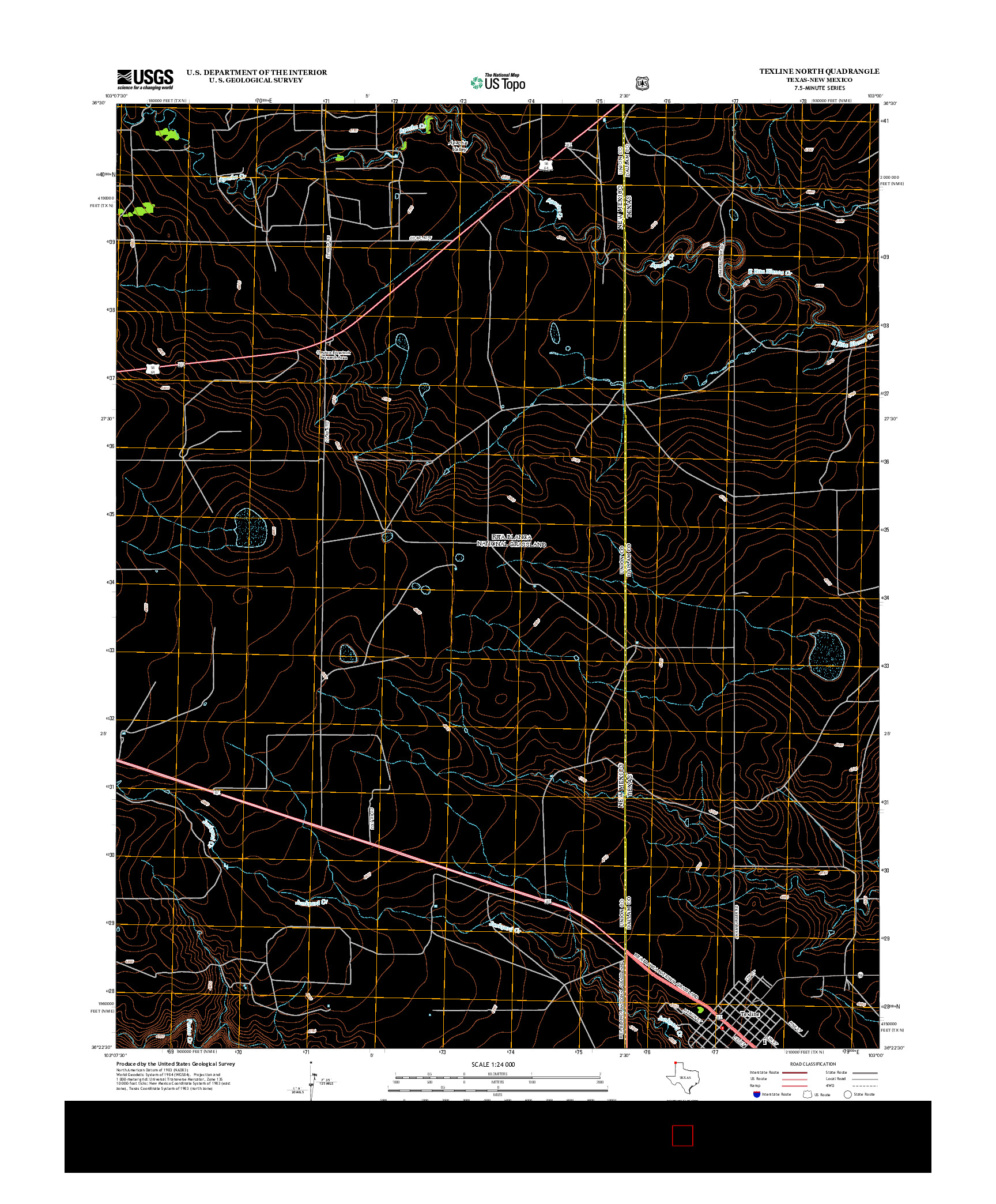 USGS US TOPO 7.5-MINUTE MAP FOR TEXLINE NORTH, TX-NM 2012