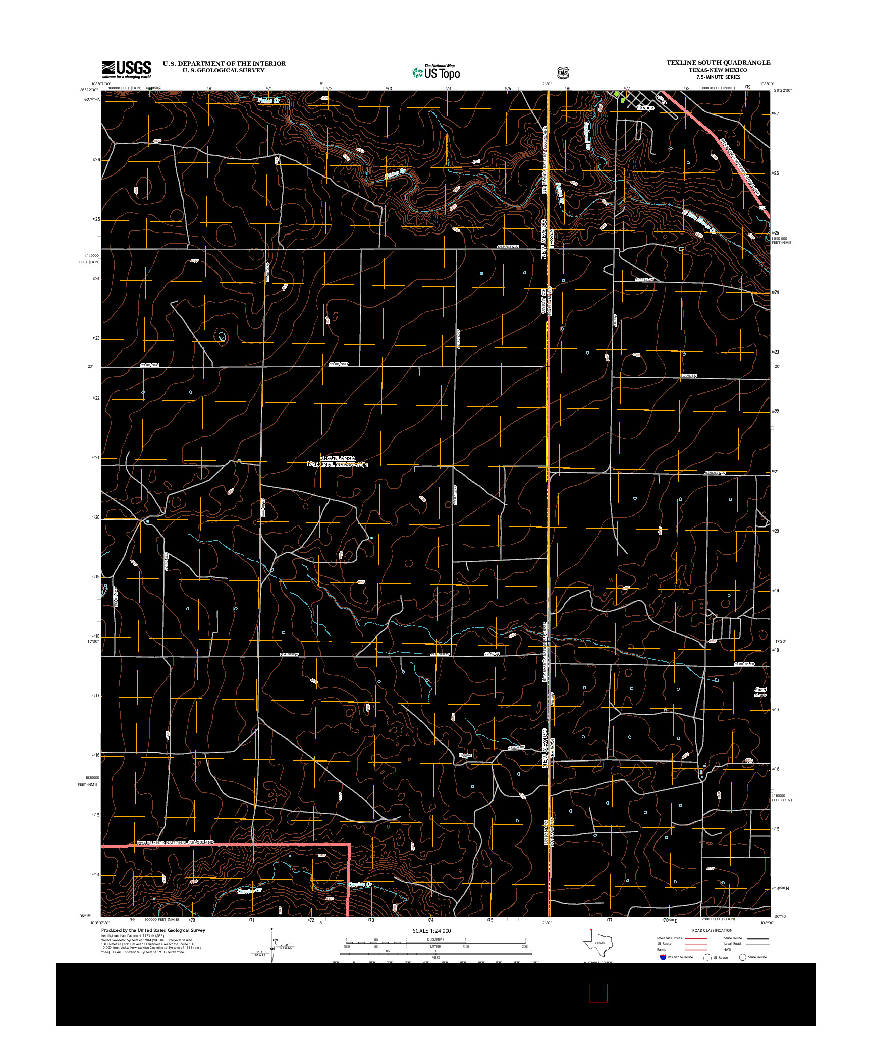USGS US TOPO 7.5-MINUTE MAP FOR TEXLINE SOUTH, TX-NM 2012