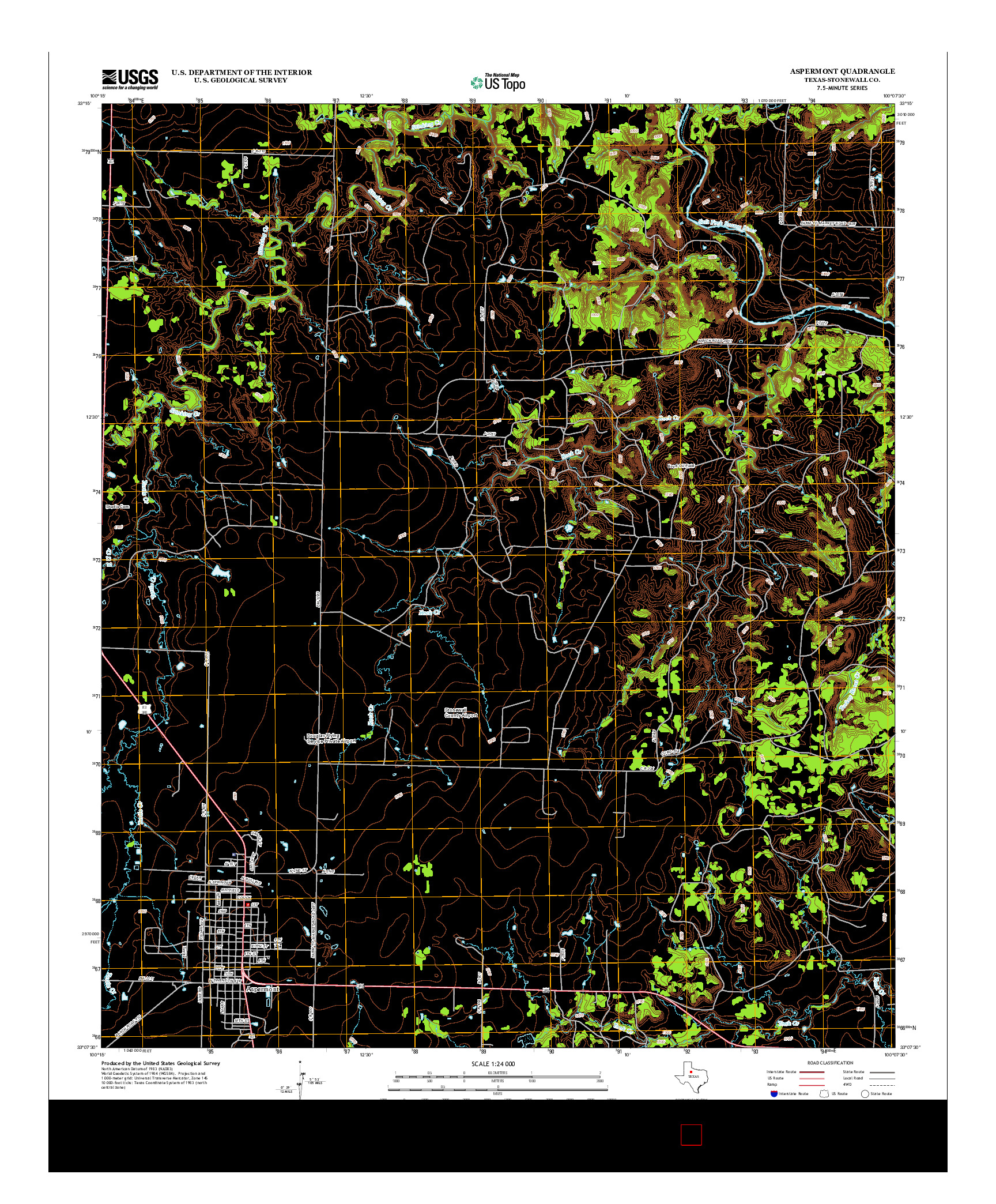 USGS US TOPO 7.5-MINUTE MAP FOR ASPERMONT, TX 2012