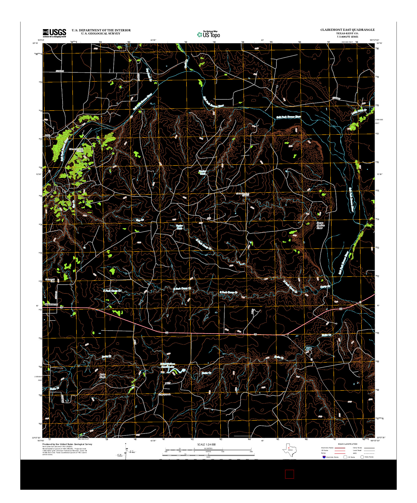 USGS US TOPO 7.5-MINUTE MAP FOR CLAIREMONT EAST, TX 2012