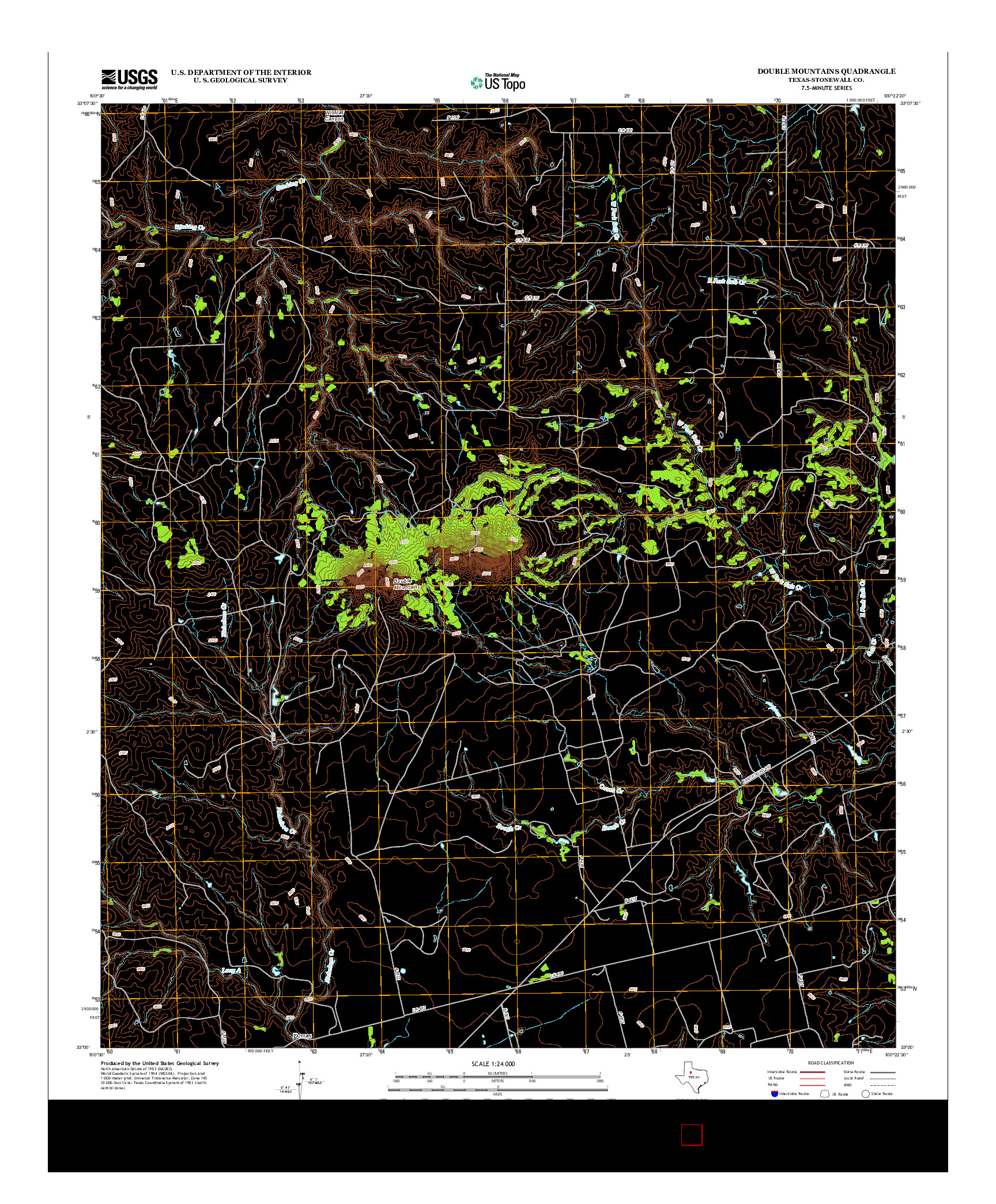 USGS US TOPO 7.5-MINUTE MAP FOR DOUBLE MOUNTAINS, TX 2012