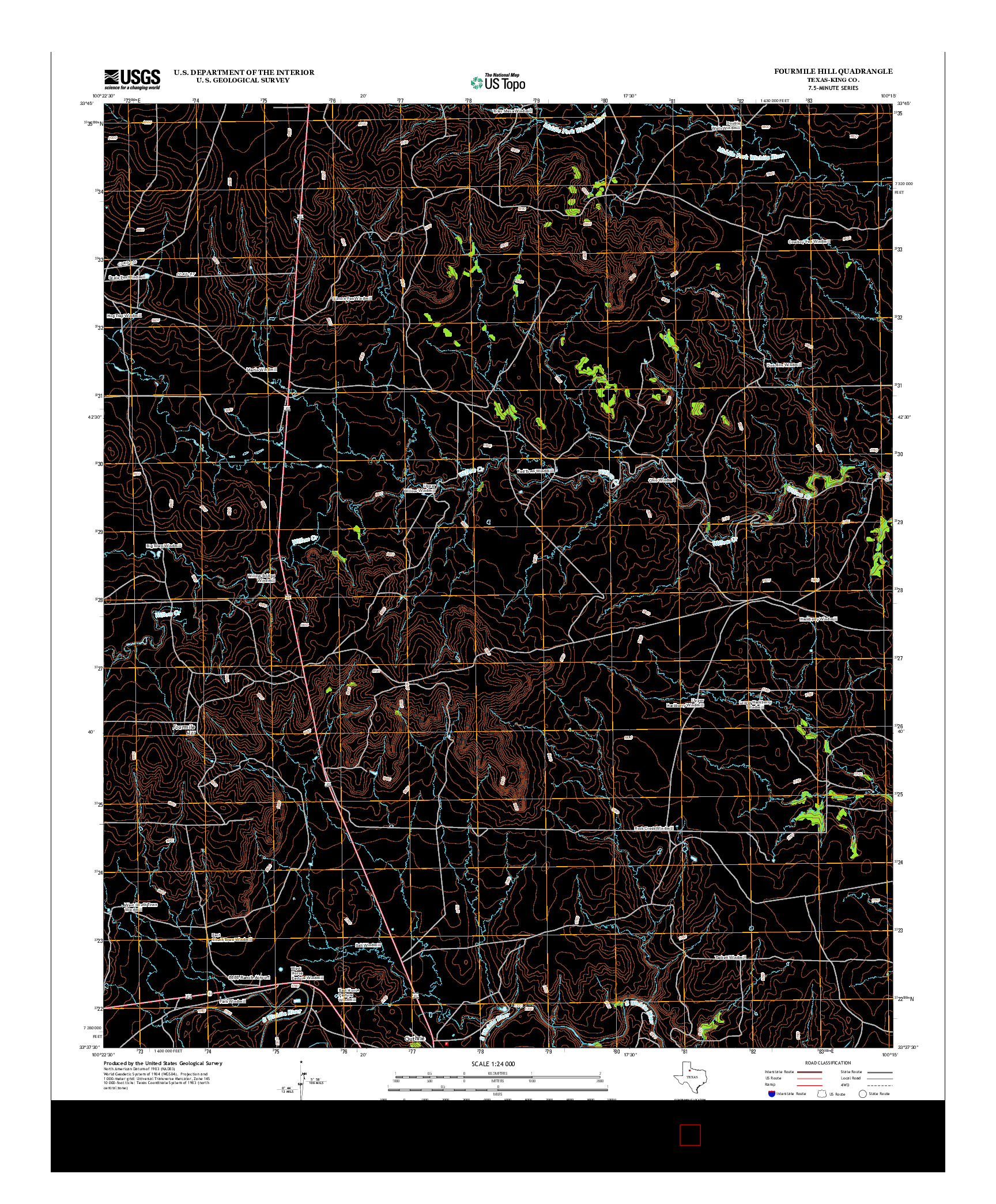 USGS US TOPO 7.5-MINUTE MAP FOR FOURMILE HILL, TX 2012