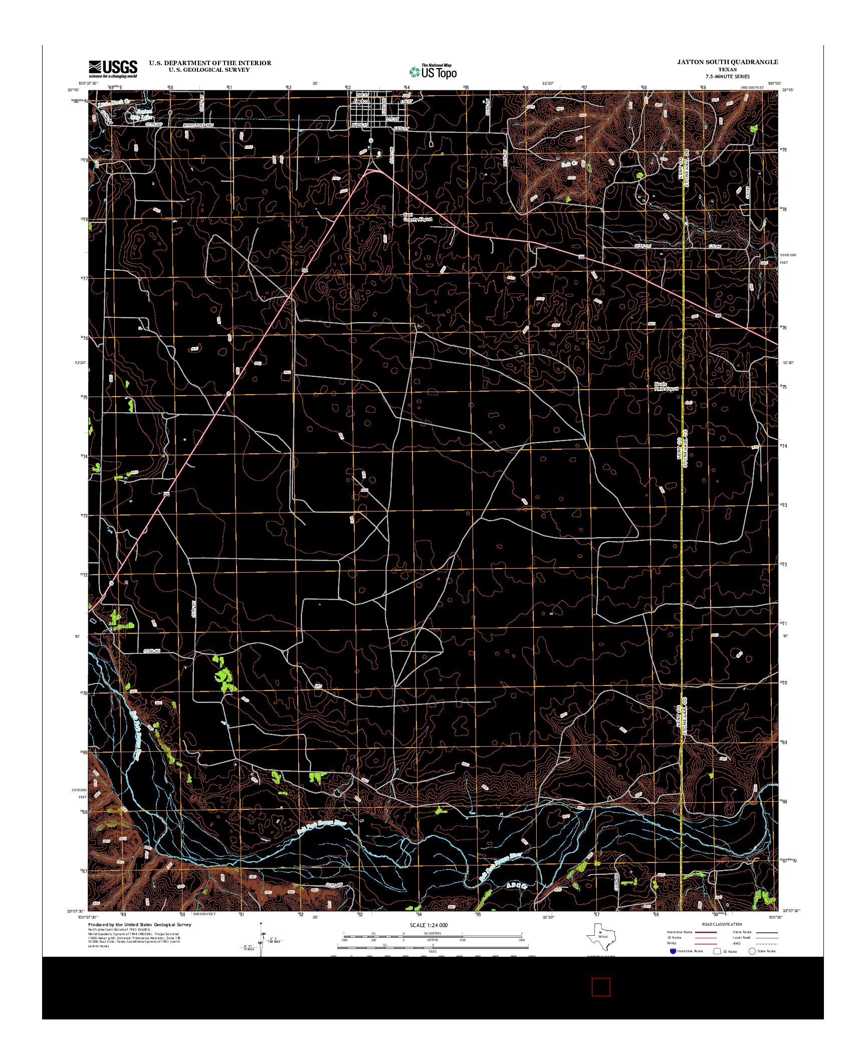 USGS US TOPO 7.5-MINUTE MAP FOR JAYTON SOUTH, TX 2012