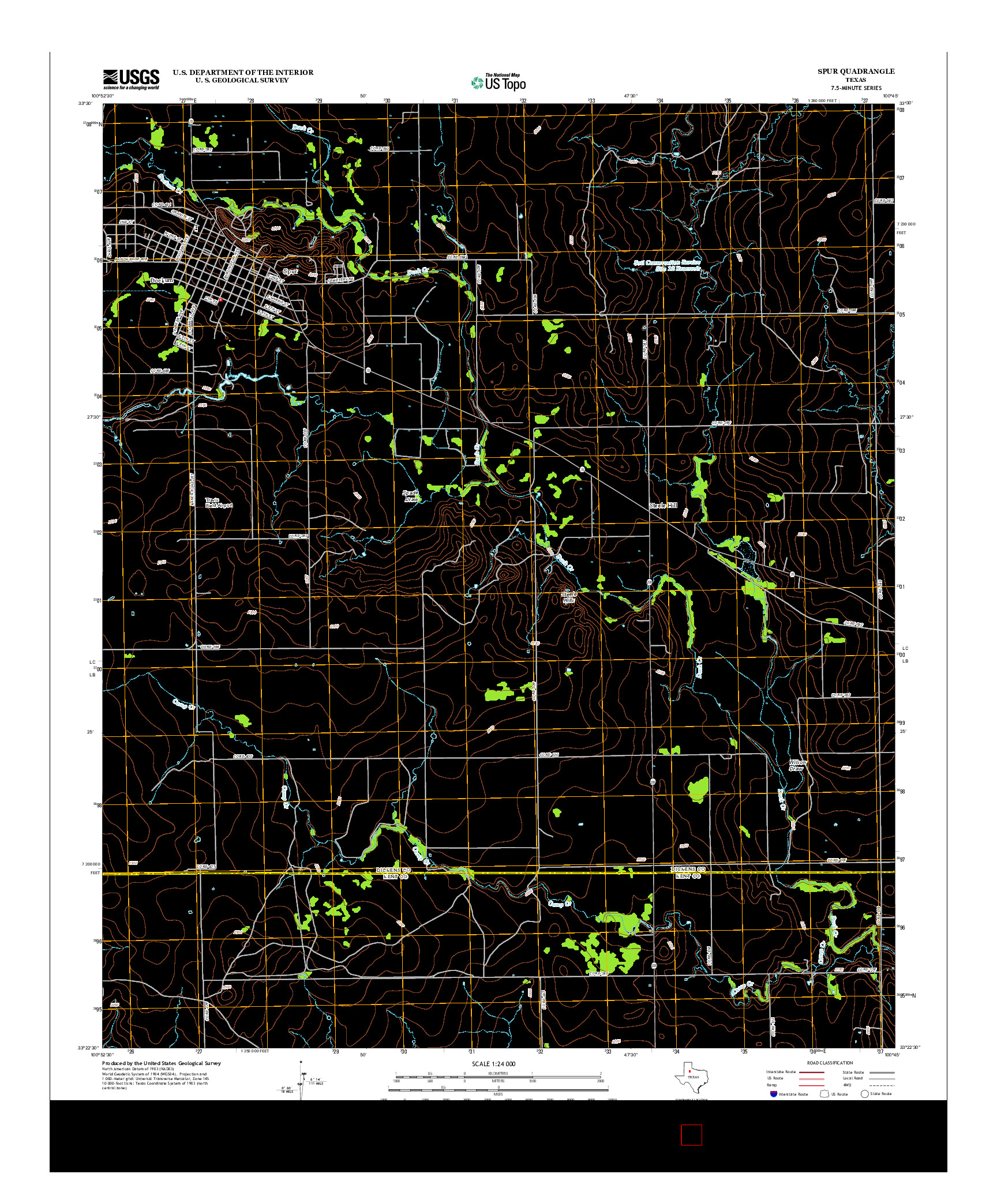 USGS US TOPO 7.5-MINUTE MAP FOR SPUR, TX 2012