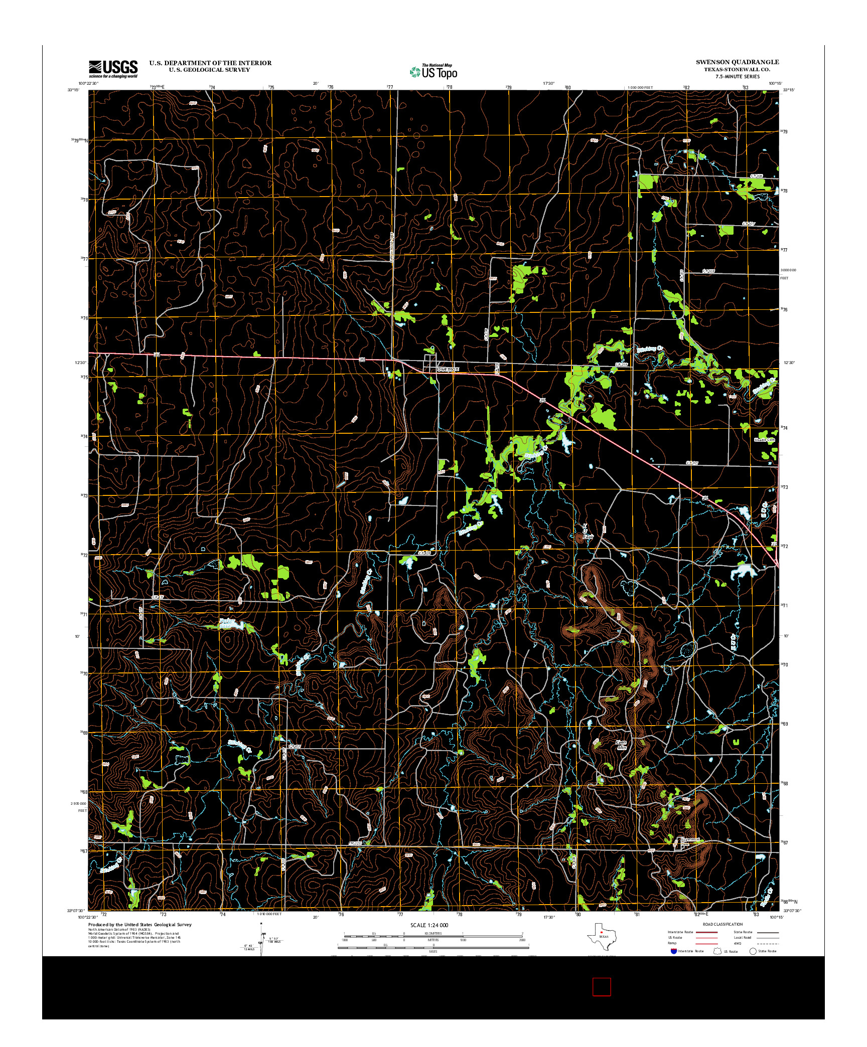USGS US TOPO 7.5-MINUTE MAP FOR SWENSON, TX 2012