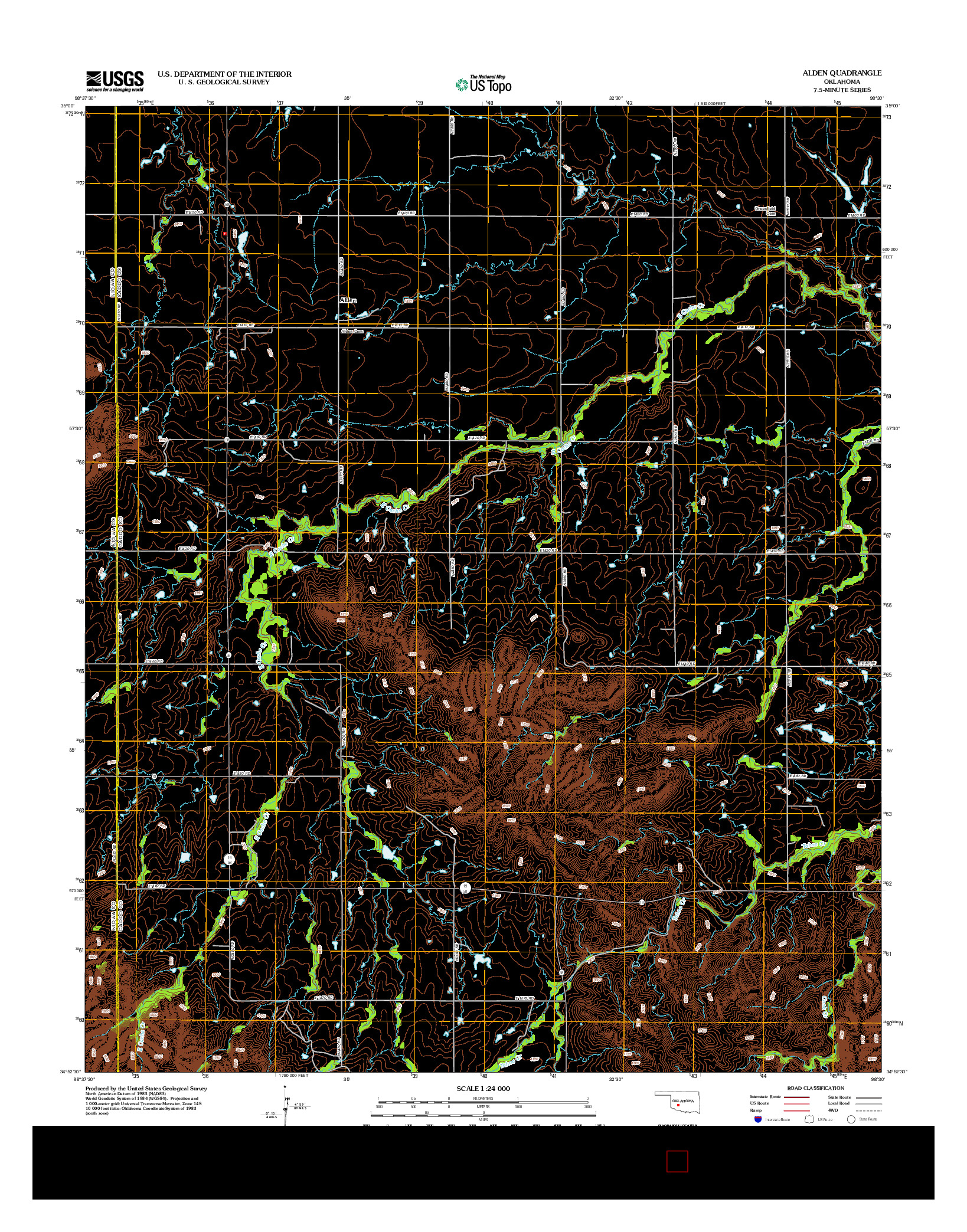 USGS US TOPO 7.5-MINUTE MAP FOR ALDEN, OK 2012