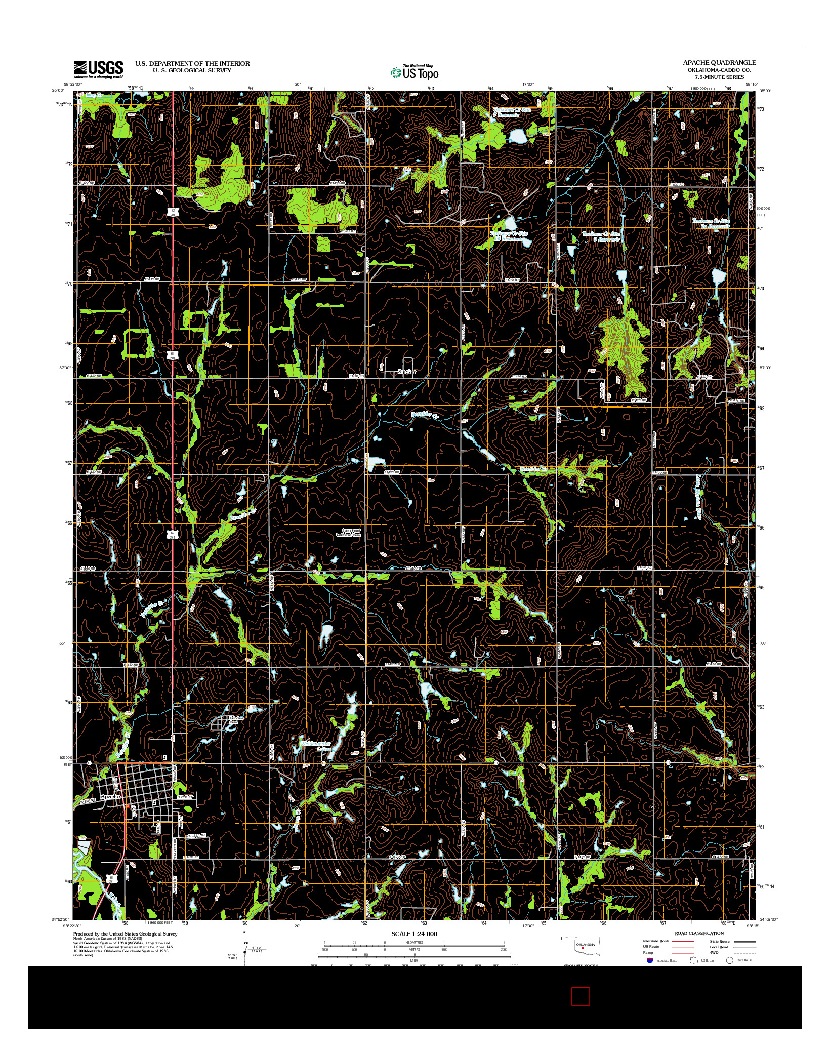 USGS US TOPO 7.5-MINUTE MAP FOR APACHE, OK 2012