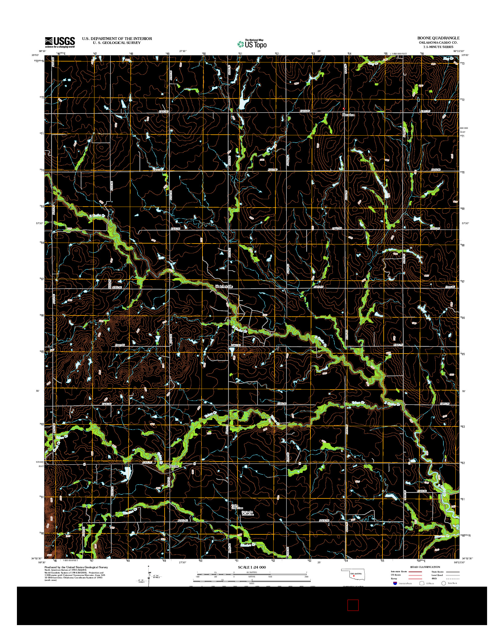 USGS US TOPO 7.5-MINUTE MAP FOR BOONE, OK 2012