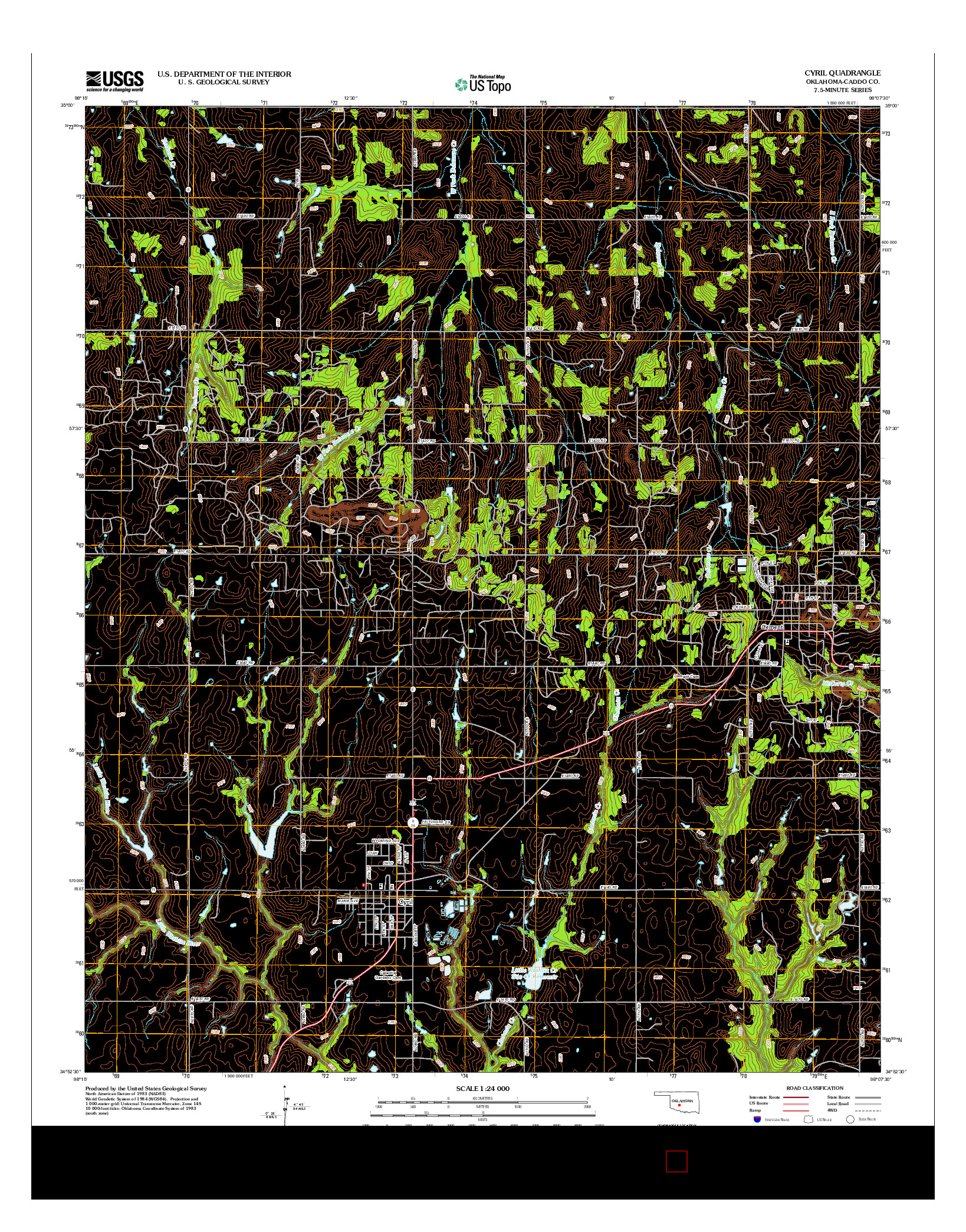 USGS US TOPO 7.5-MINUTE MAP FOR CYRIL, OK 2012