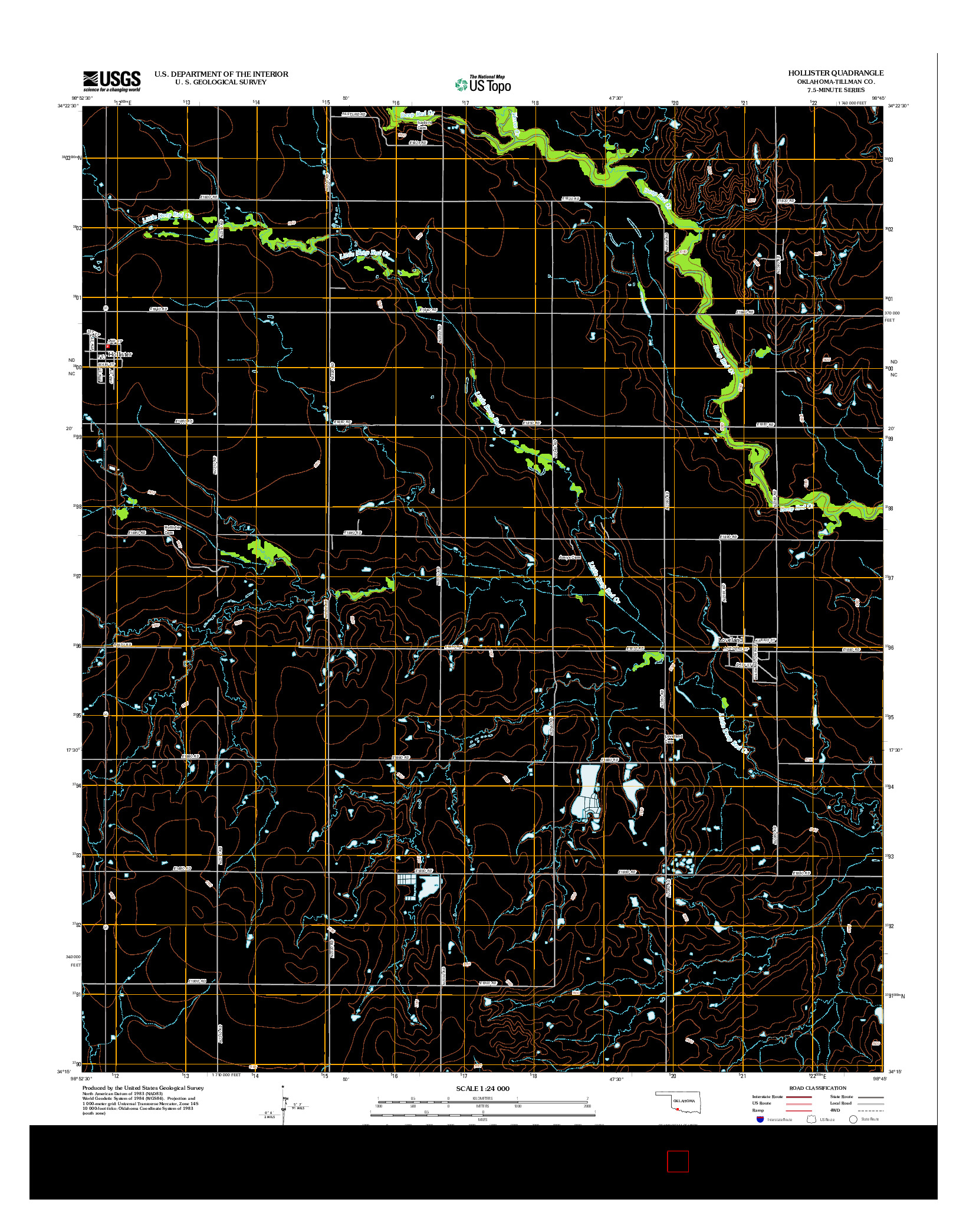 USGS US TOPO 7.5-MINUTE MAP FOR HOLLISTER, OK 2012