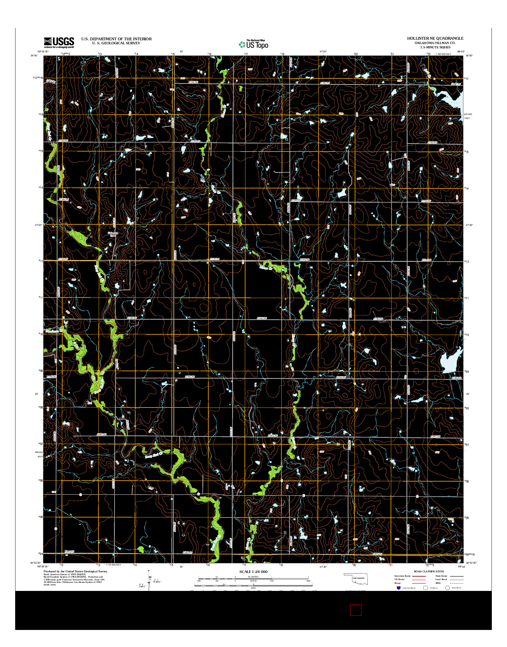 USGS US TOPO 7.5-MINUTE MAP FOR HOLLISTER NE, OK 2012