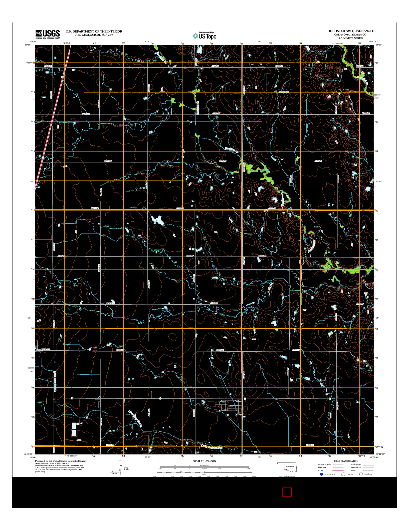 USGS US TOPO 7.5-MINUTE MAP FOR HOLLISTER NW, OK 2012