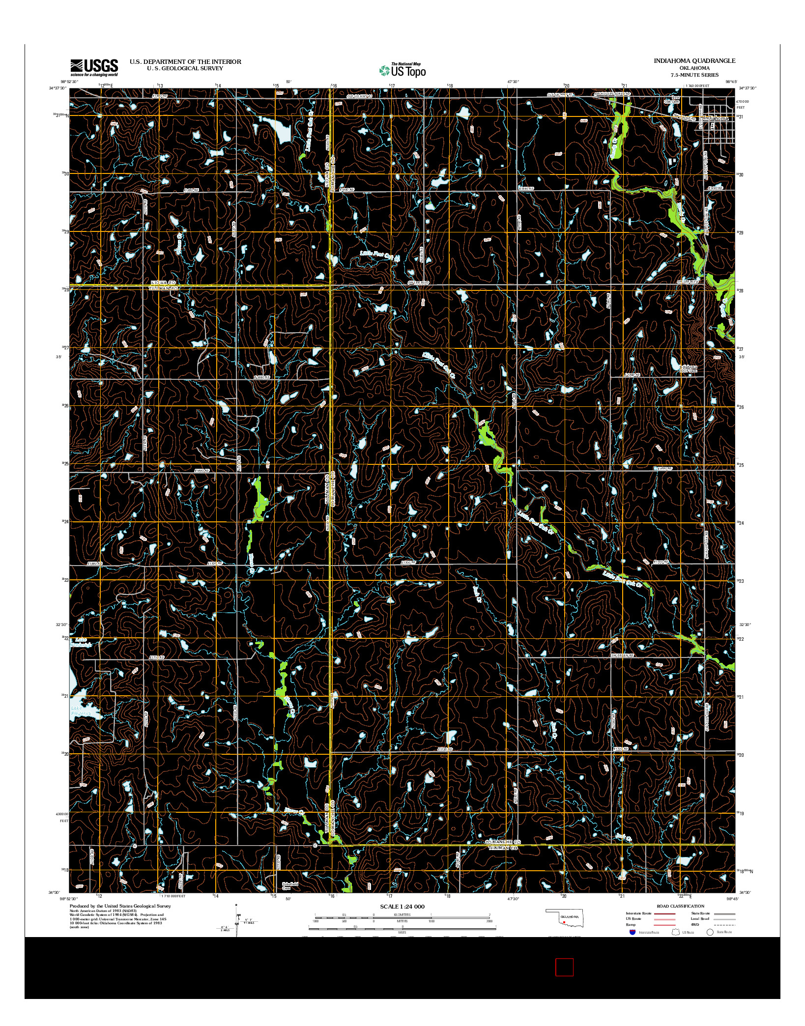 USGS US TOPO 7.5-MINUTE MAP FOR INDIAHOMA, OK 2012