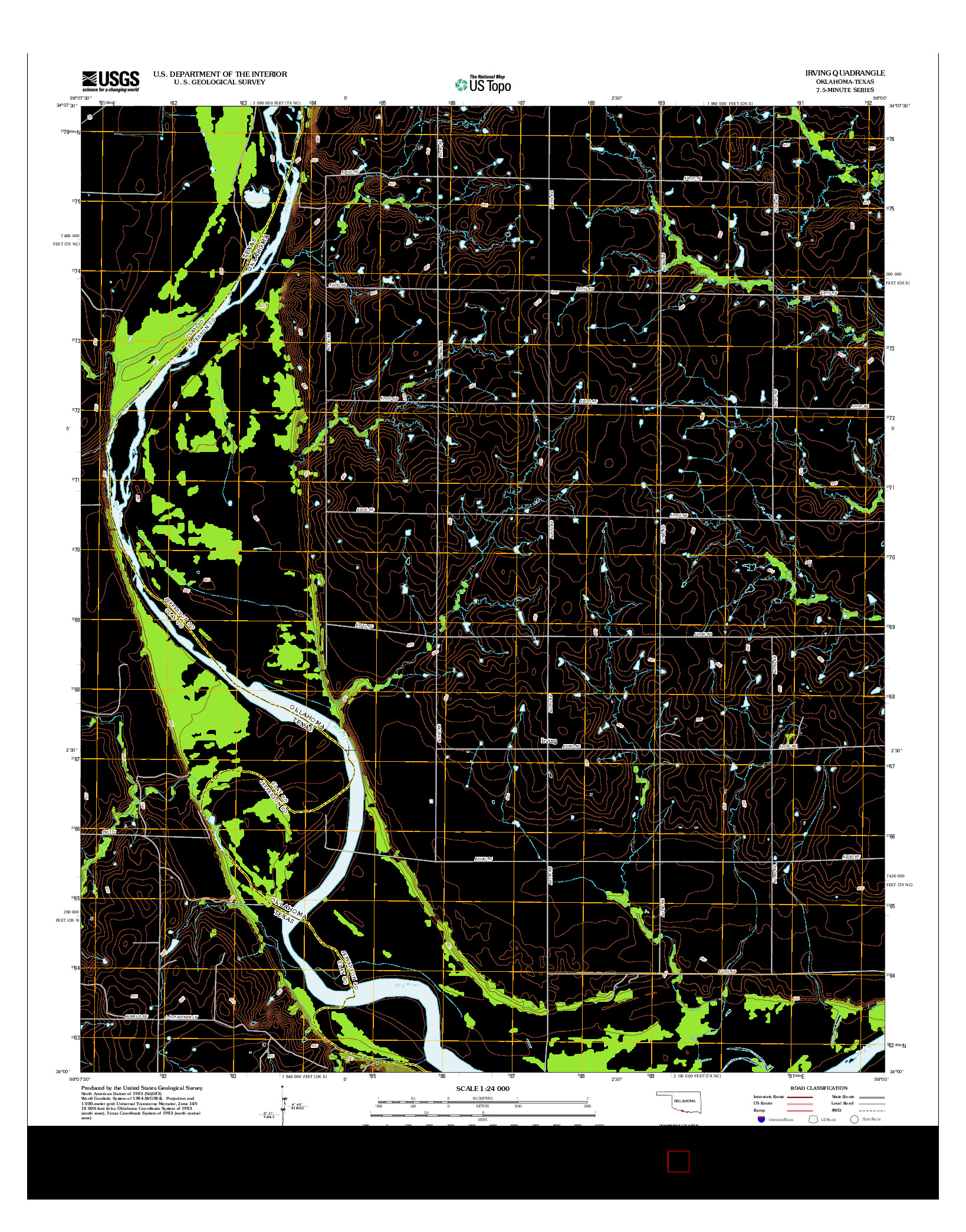 USGS US TOPO 7.5-MINUTE MAP FOR IRVING, OK-TX 2012
