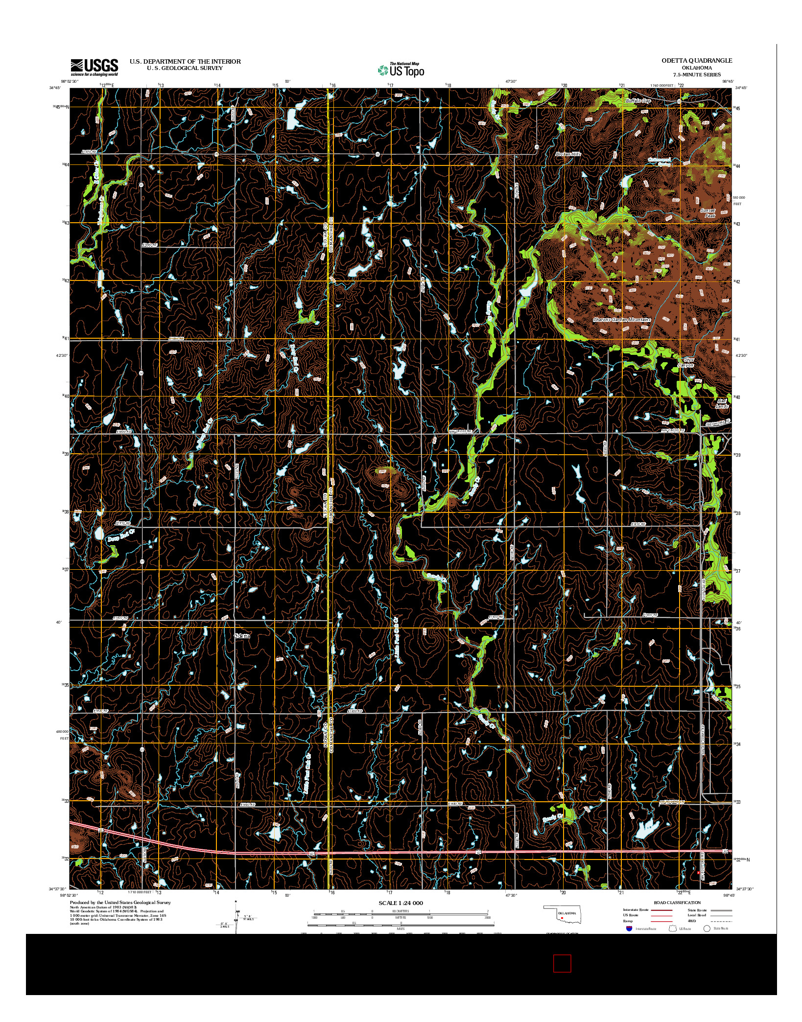 USGS US TOPO 7.5-MINUTE MAP FOR ODETTA, OK 2012