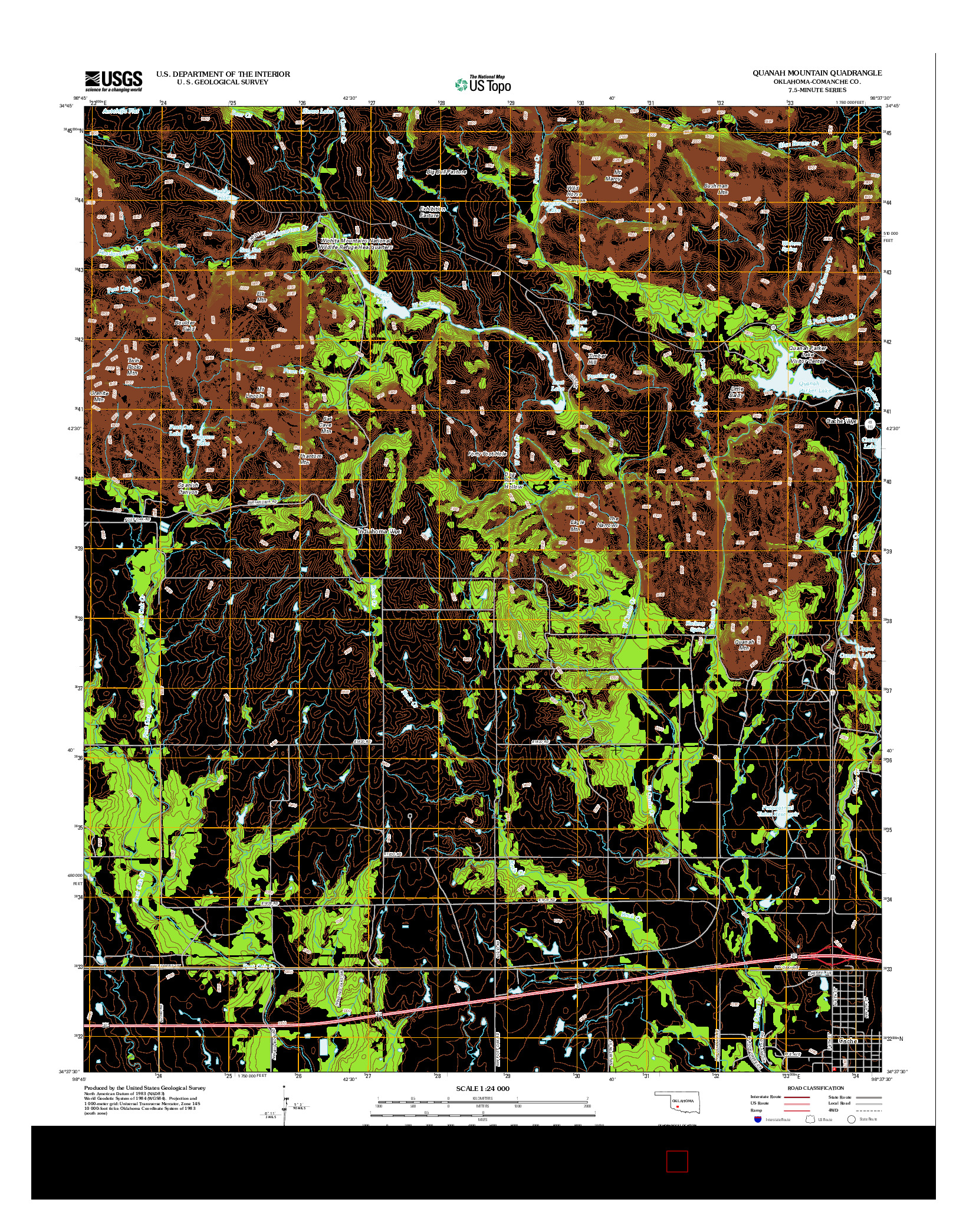 USGS US TOPO 7.5-MINUTE MAP FOR QUANAH MOUNTAIN, OK 2012