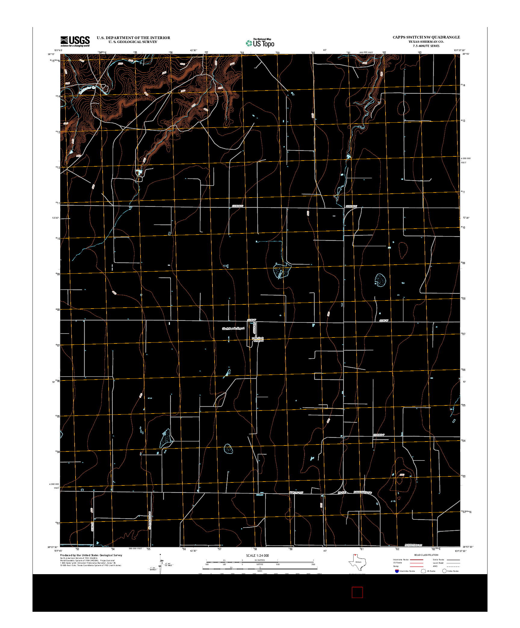 USGS US TOPO 7.5-MINUTE MAP FOR CAPPS SWITCH NW, TX 2012