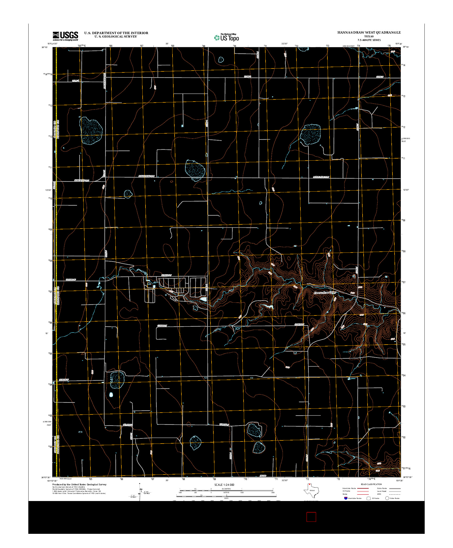 USGS US TOPO 7.5-MINUTE MAP FOR HANNAS DRAW WEST, TX 2012