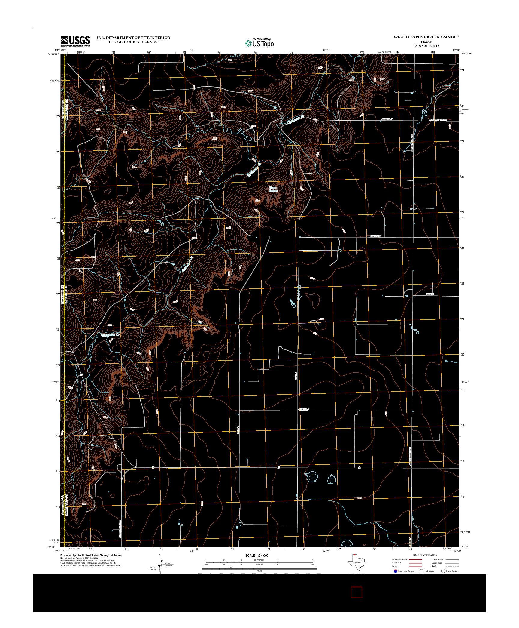 USGS US TOPO 7.5-MINUTE MAP FOR WEST OF GRUVER, TX 2012