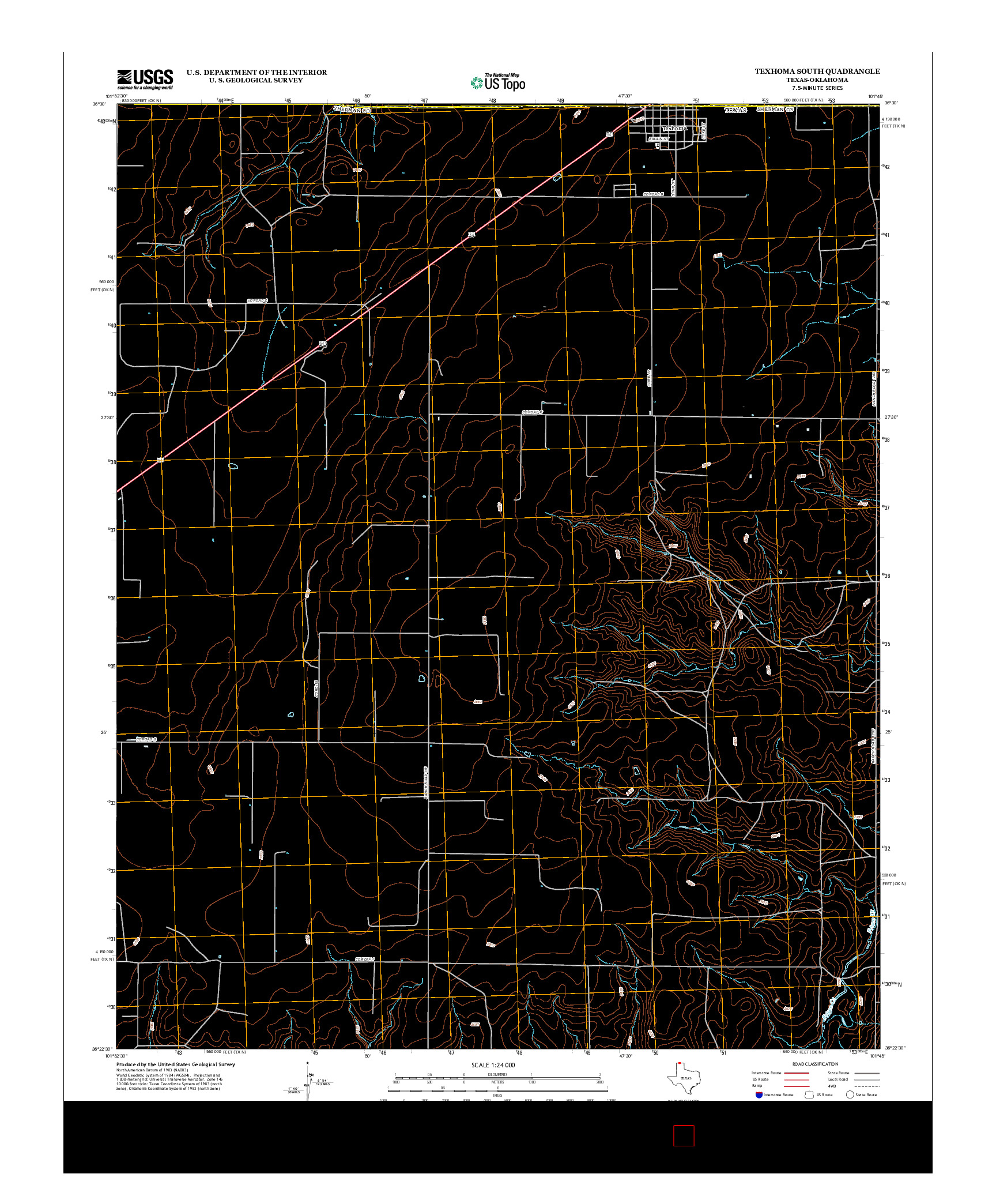 USGS US TOPO 7.5-MINUTE MAP FOR TEXHOMA SOUTH, TX-OK 2012