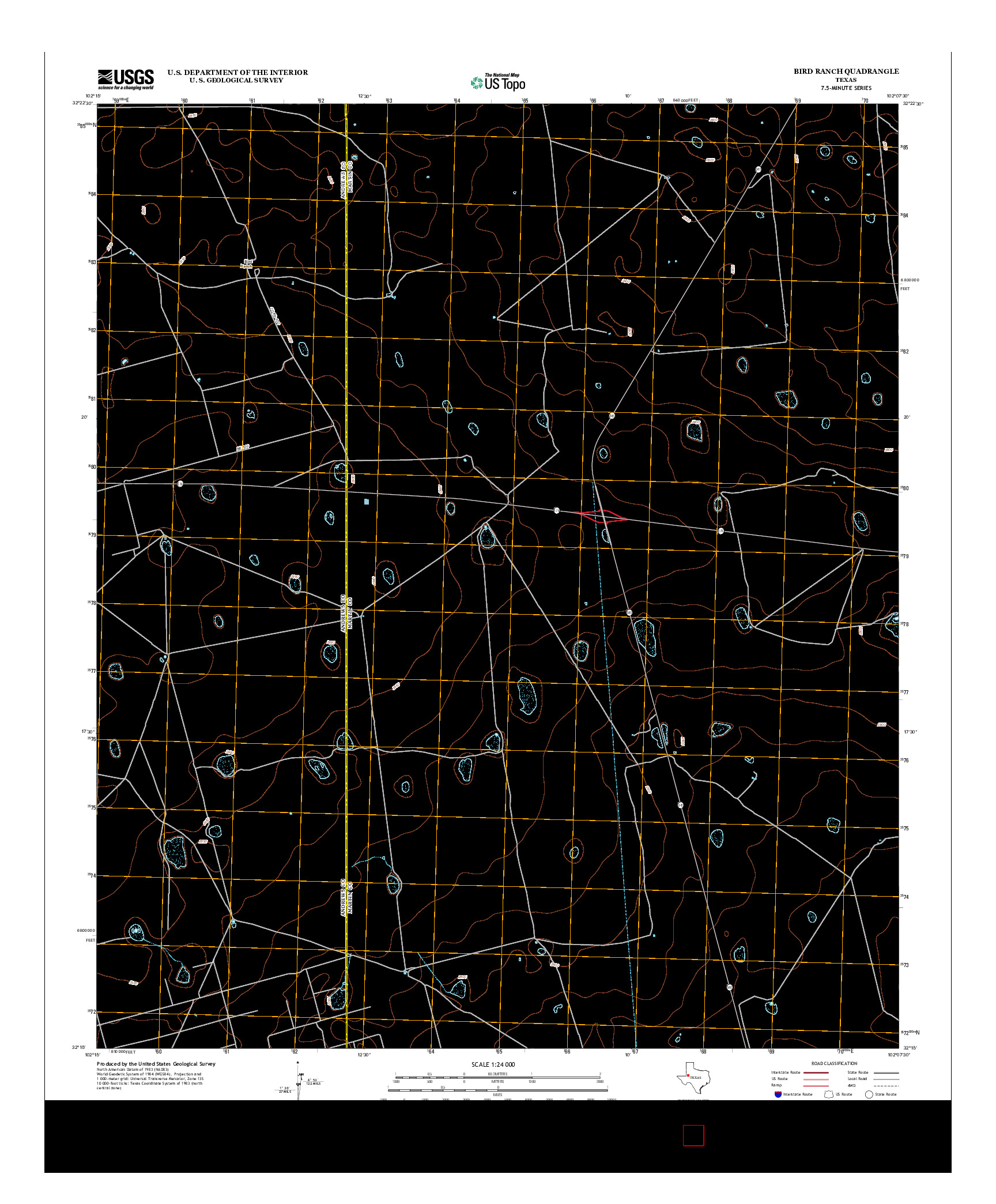 USGS US TOPO 7.5-MINUTE MAP FOR BIRD RANCH, TX 2012