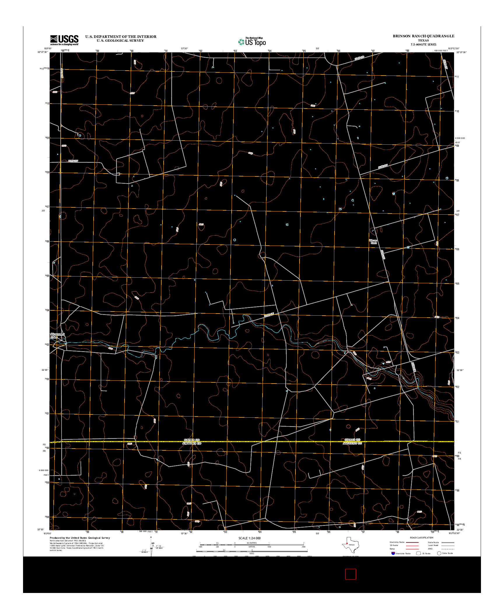 USGS US TOPO 7.5-MINUTE MAP FOR BRINSON RANCH, TX 2012