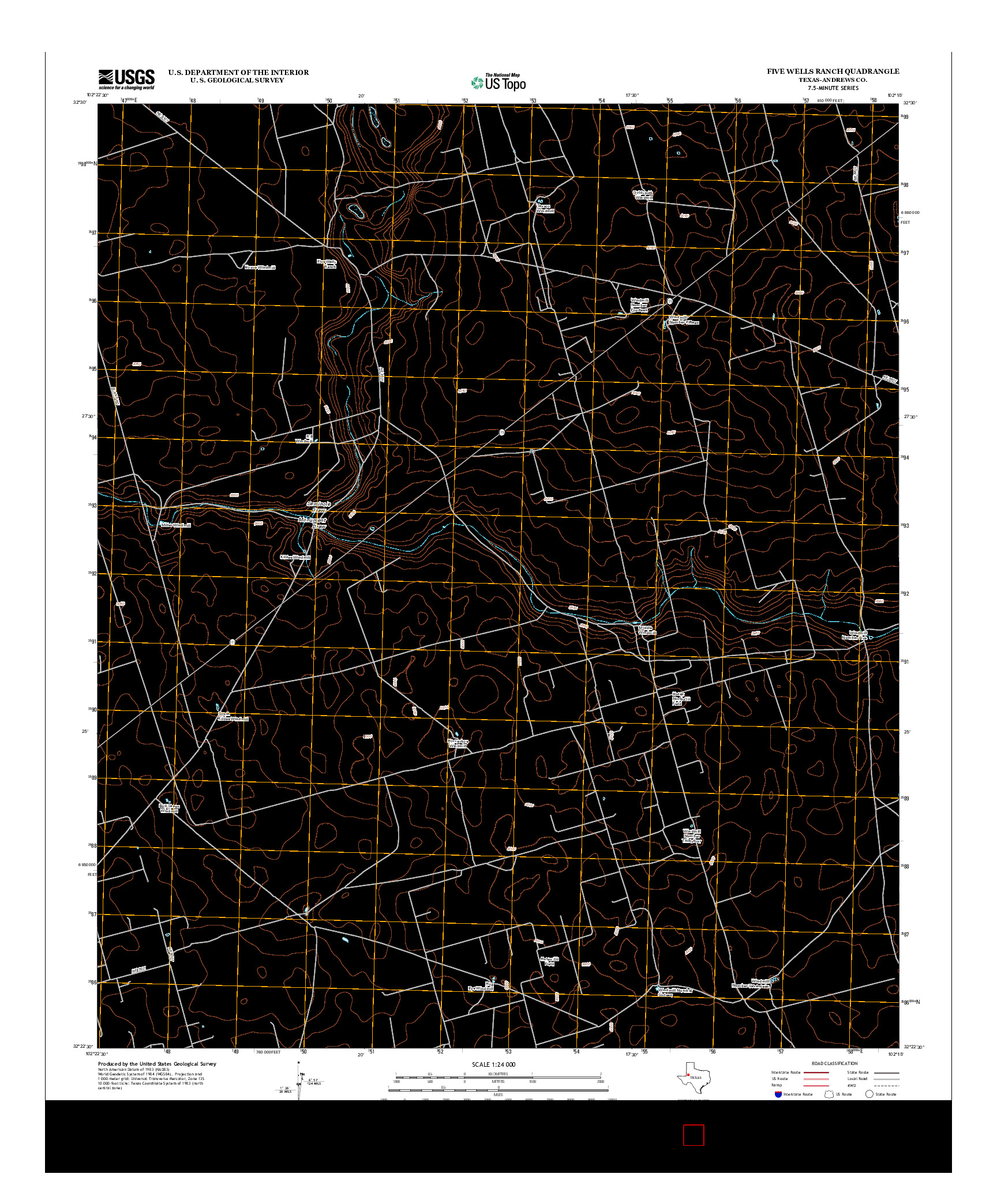 USGS US TOPO 7.5-MINUTE MAP FOR FIVE WELLS RANCH, TX 2012