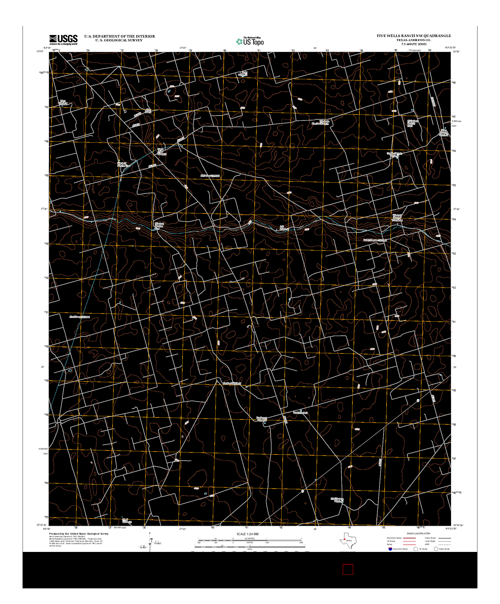 USGS US TOPO 7.5-MINUTE MAP FOR FIVE WELLS RANCH NW, TX 2012