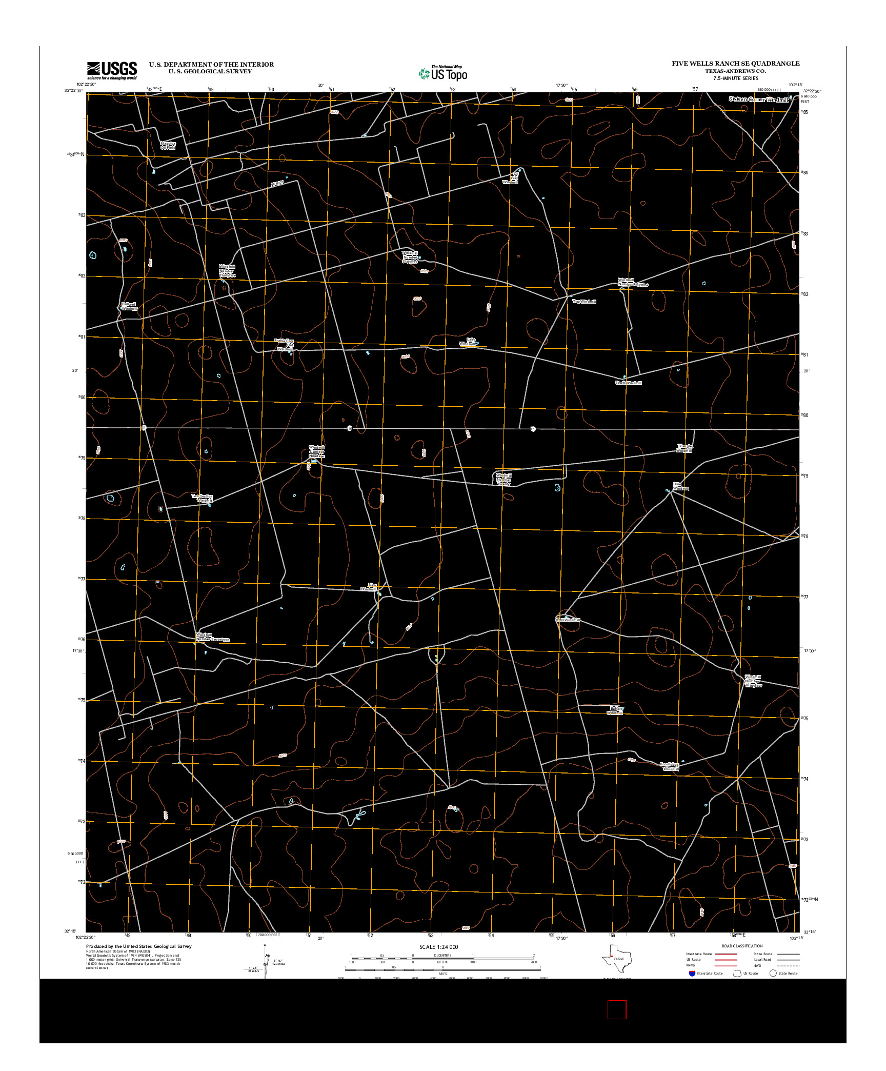 USGS US TOPO 7.5-MINUTE MAP FOR FIVE WELLS RANCH SE, TX 2012